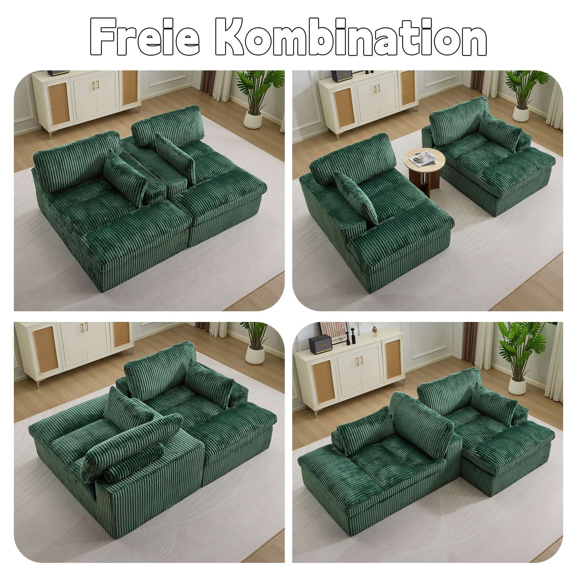 Vankel Loungesofa Schlafsofa 2-Sitzer Couch mit Bettfunktion und weichem Cordstoff, Bequemes Sofa für kleine Räume mit weichem Cord und Gästefunktion