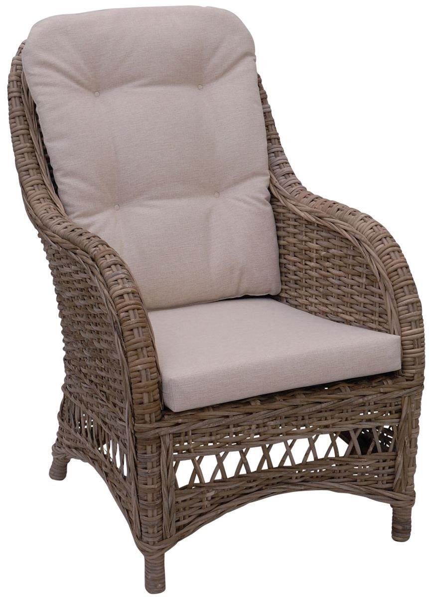 Sessel Grau breiter 2er Wohnzimmer Skandinavischer Rattansessel Krines Rattan Natur Armlehnsessel, Stil Set Sessel Home