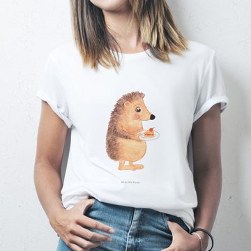 Mr. & Mrs. Panda T-Shirt Igel mit Kuchenstück - Weiß - Geschenk, süße Tiermotive, Geburstag, E (1-tlg)