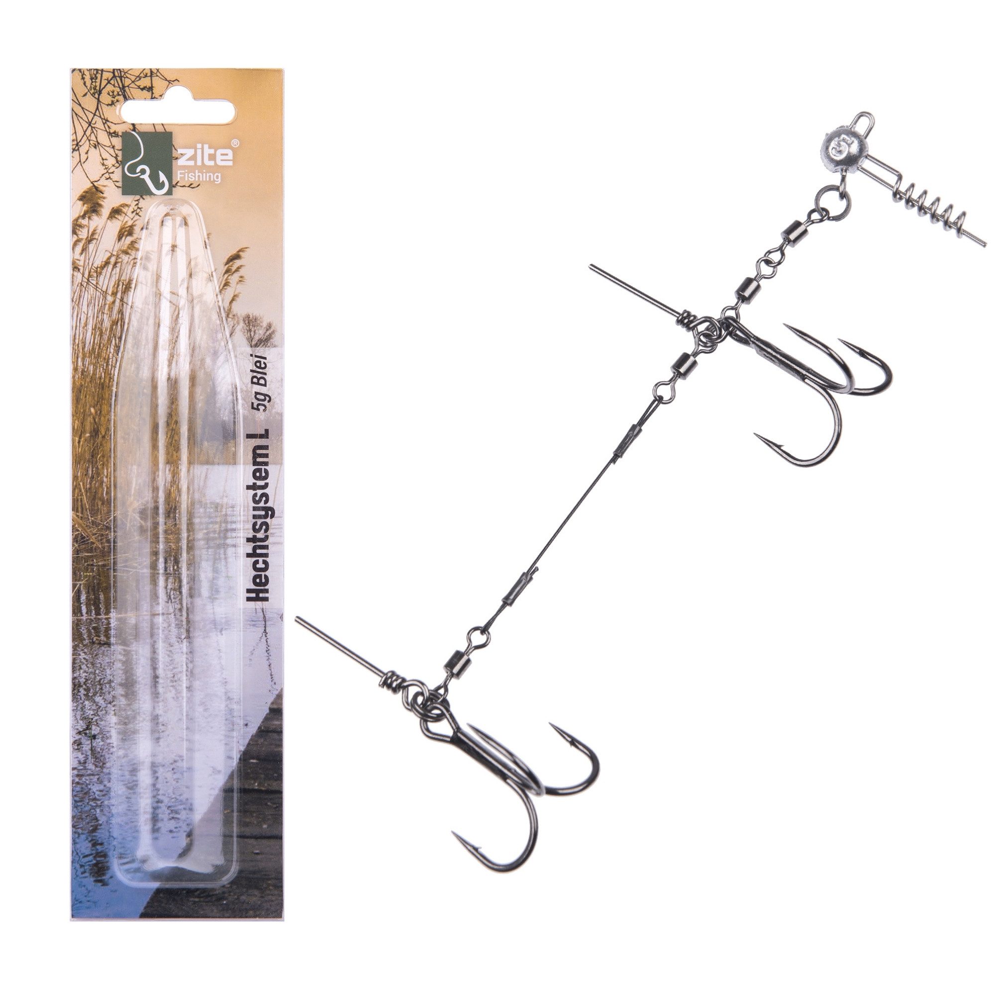 Drillingshaken Hechtsystem L 13cm 5-20g Blei Gummifisch 21-26cm Fertigmontage Angeln