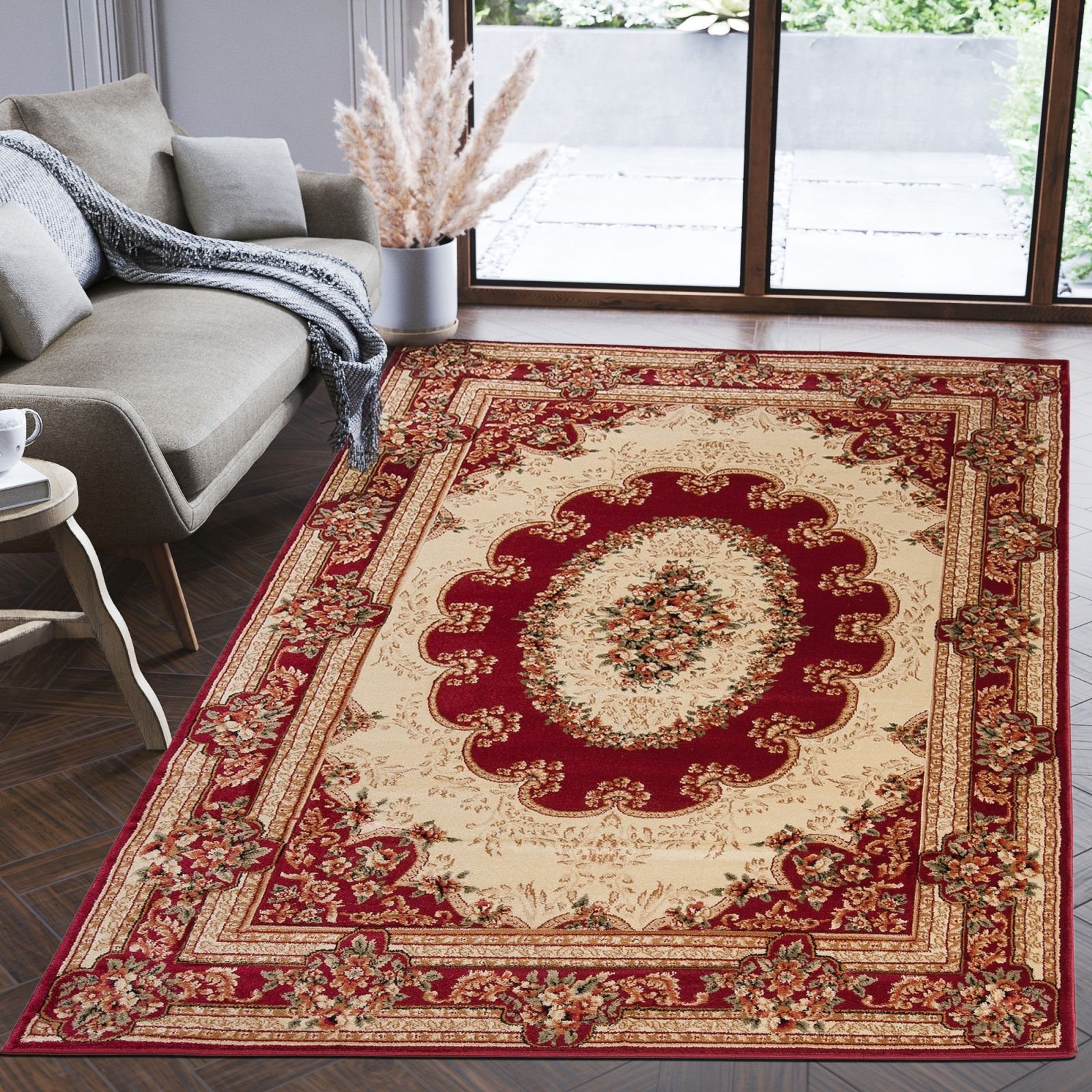 Orientteppich Oriente Teppich - Traditioneller Teppich Orient Rot Beige, Mazovia, 70 x 140 cm, Geeignet für Fußbodenheizung, Pflegeleicht, Wohnzimmerteppich