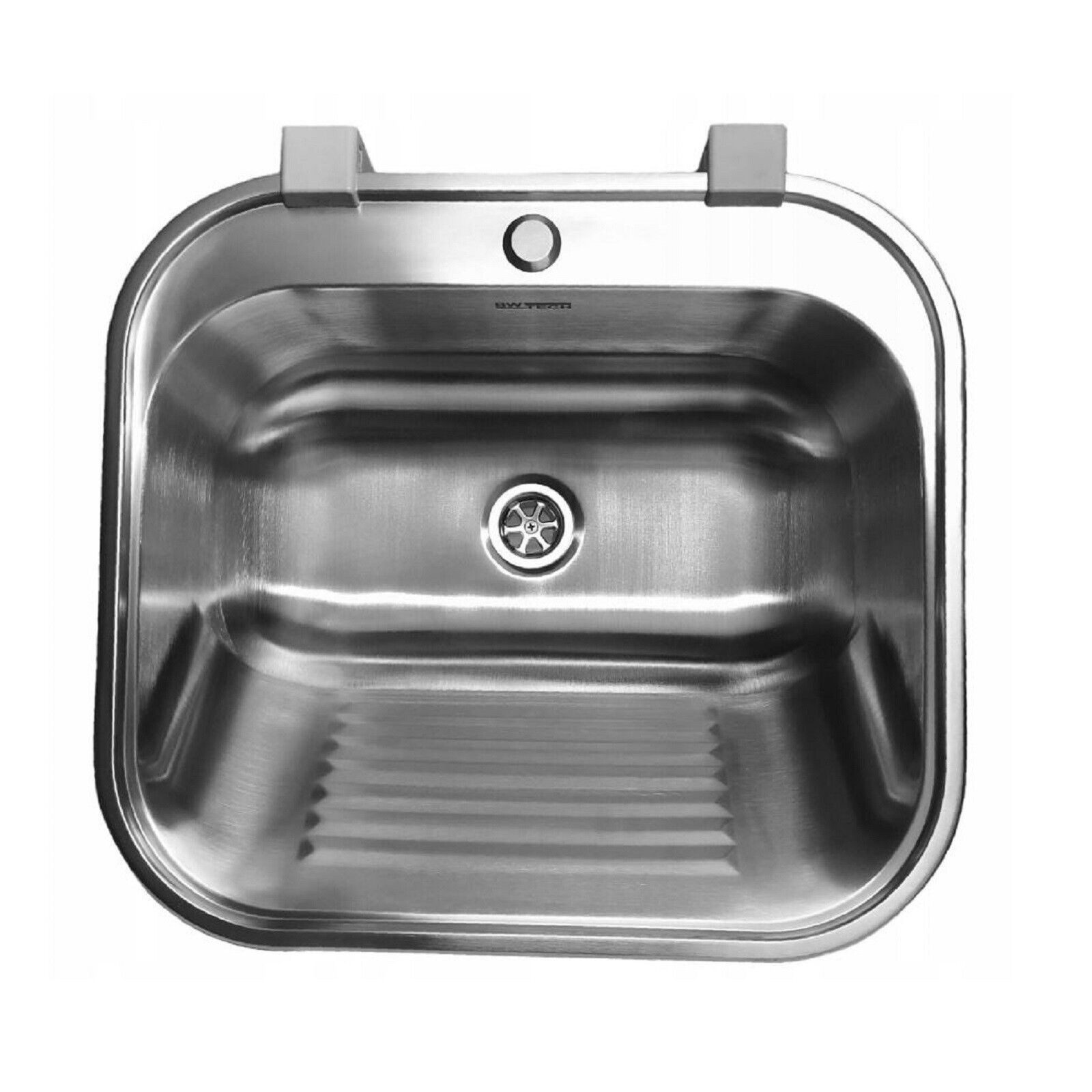 QLS Waschbecken Edelstahl, Ausgussbecken Spülbecken Waschtrog Draußen Silber 55 x 50 x 21 cm