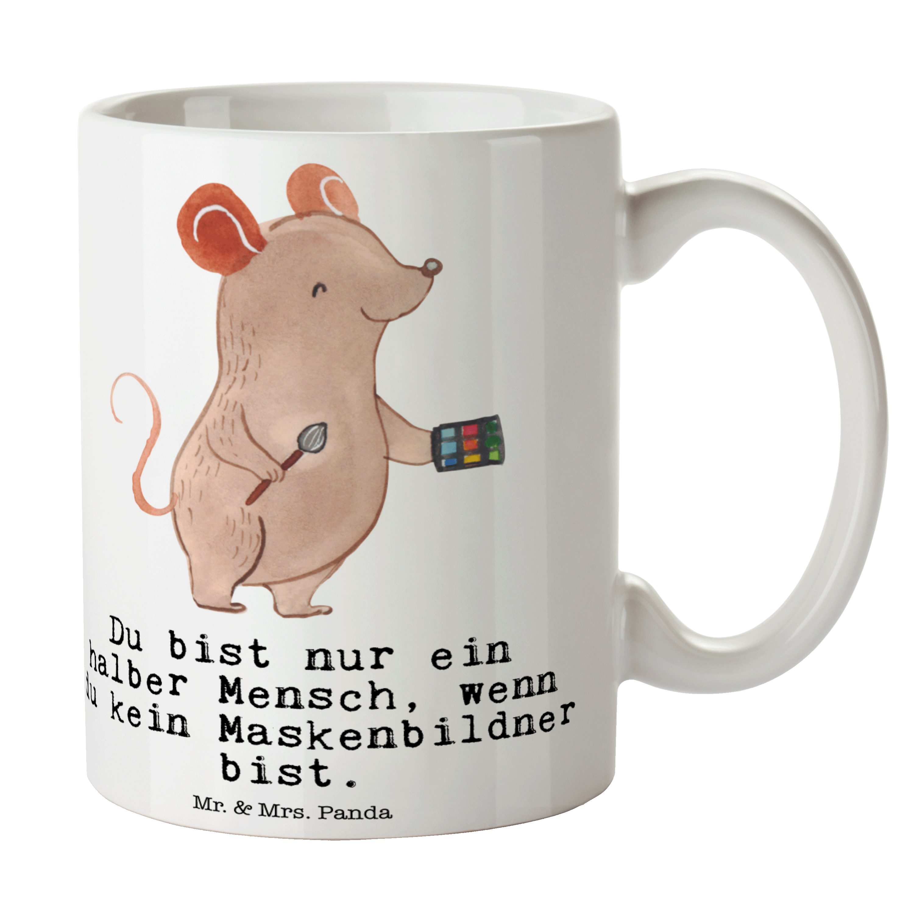 Mr. & Mrs. Panda Tasse Maskenbildner mit Herz - Weiß - Geschenk, Eröffnung, Tasse, Kosmetiks, Keramik