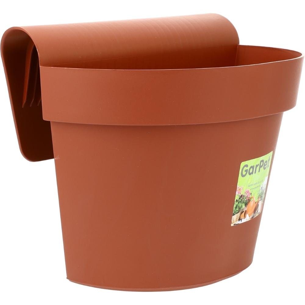 GarPet Balkonkasten Geländertopf Balkon Wasserspeicher Blumentopf Zaun Geländer Terracotta