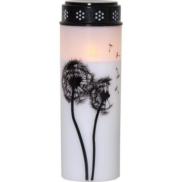 MARELIDA LED-Kerze LED Grablicht Grabkerze Pusteblume H: 21cm Timer weiß/schwarz