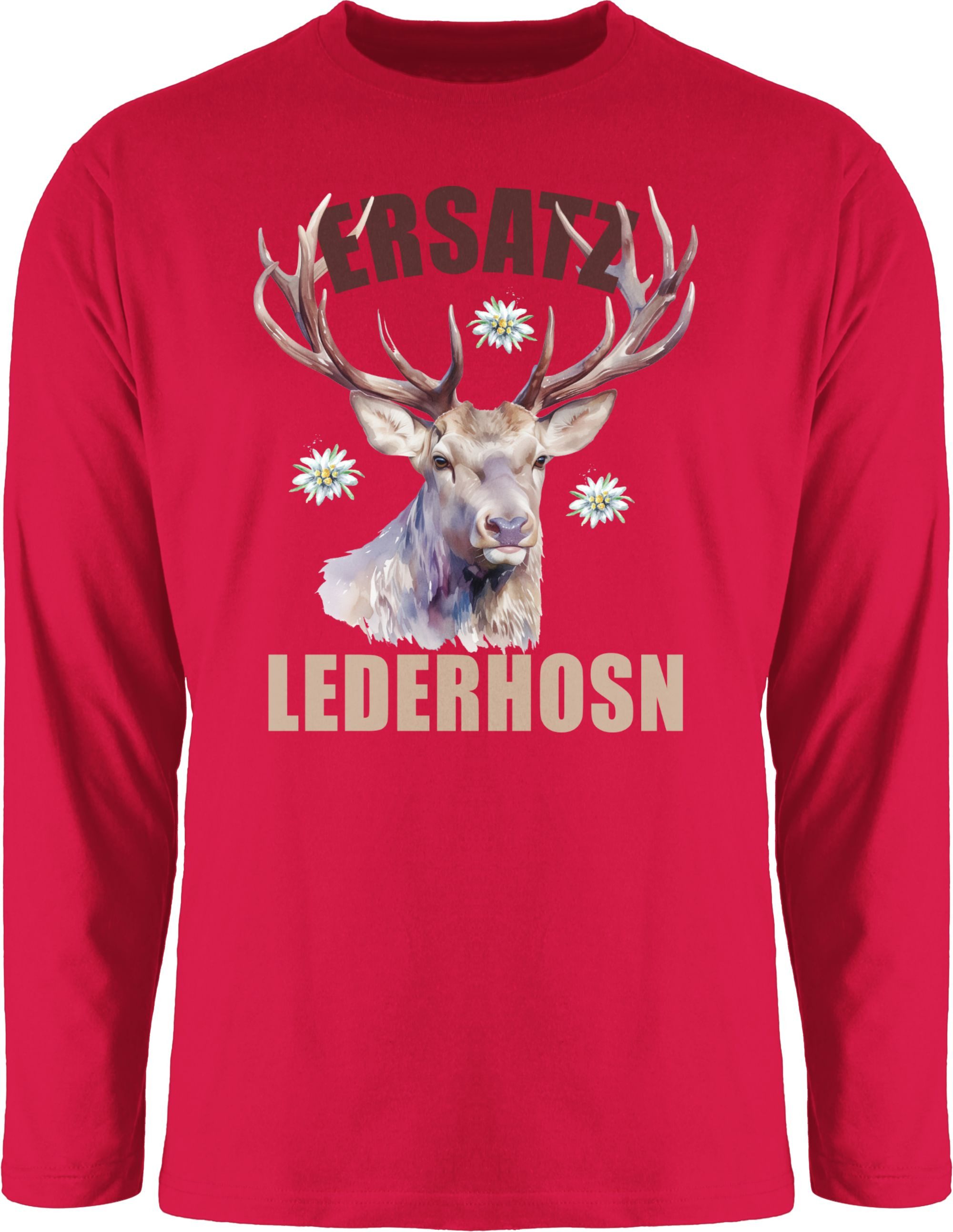 Shirtracer Rundhalsshirt Ersatz Lederhosn, Lustiges Volksfest Design mit Hirsch, Witziges Mot Mode für Oktoberfest Herren