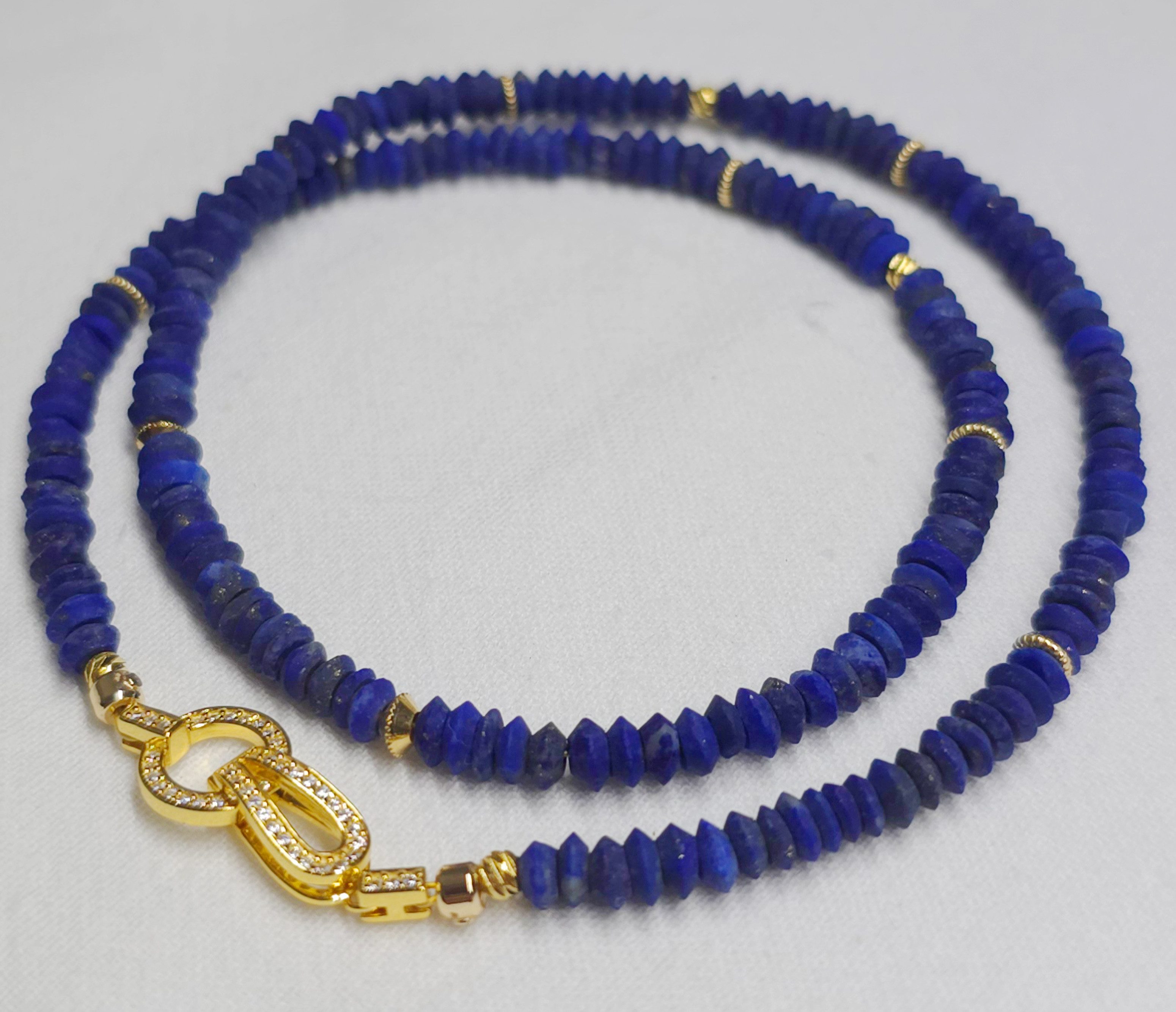 GOLDEN Charm-Kette Afghanischer Lapislazuli Halskette, 925 Silber vergoldeter Verschluss