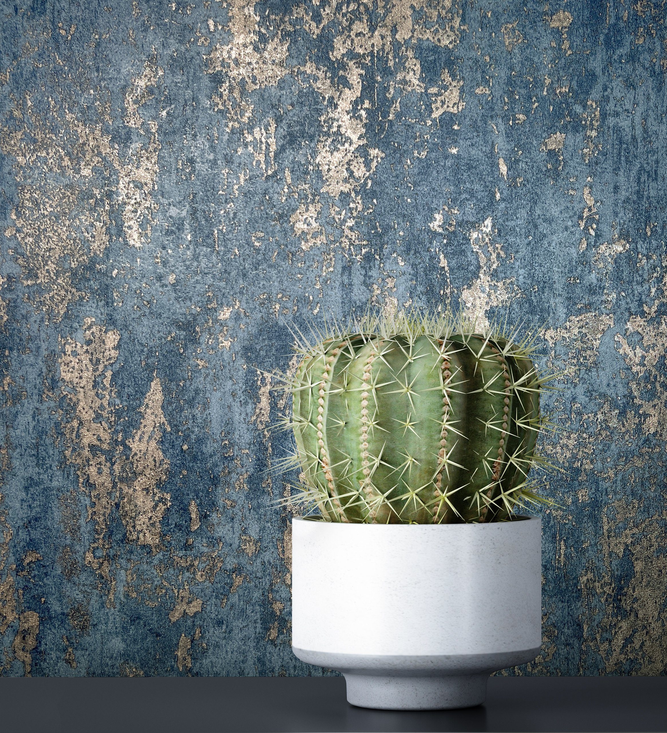 Newroom Vliestapete, Blau Tapete Industrial Beton günstig online kaufen