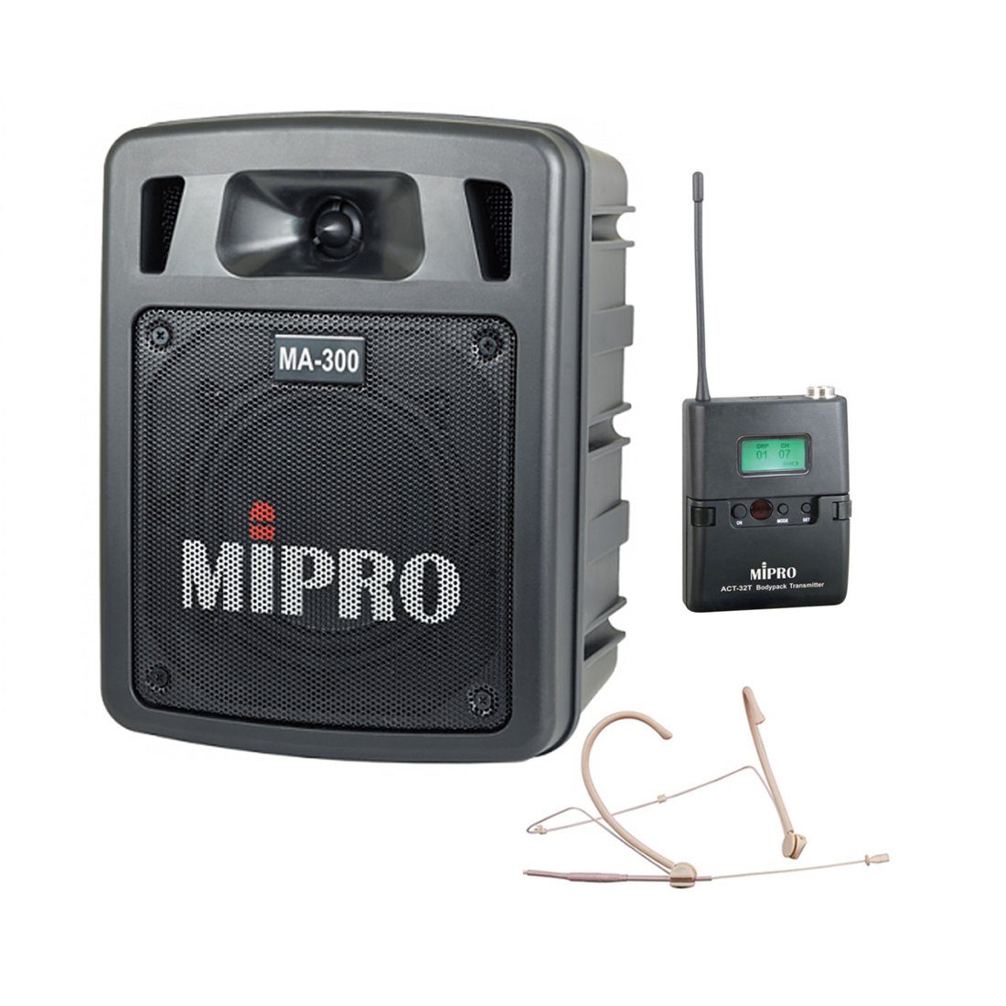 mit Portable-Lautsprecher MA-300 Mipro 60 (Bluetooth, Taschensender W) Audio Headsetmikrofon mit