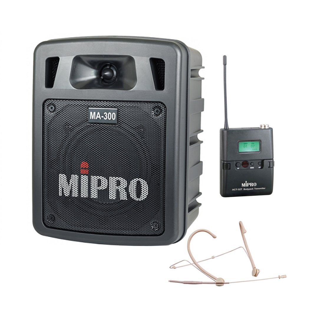 Mipro Audio Mipro MA-300 mit Taschensender mit Headsetmikrofon Portable-Lautsprecher (Bluetooth, 60 W)