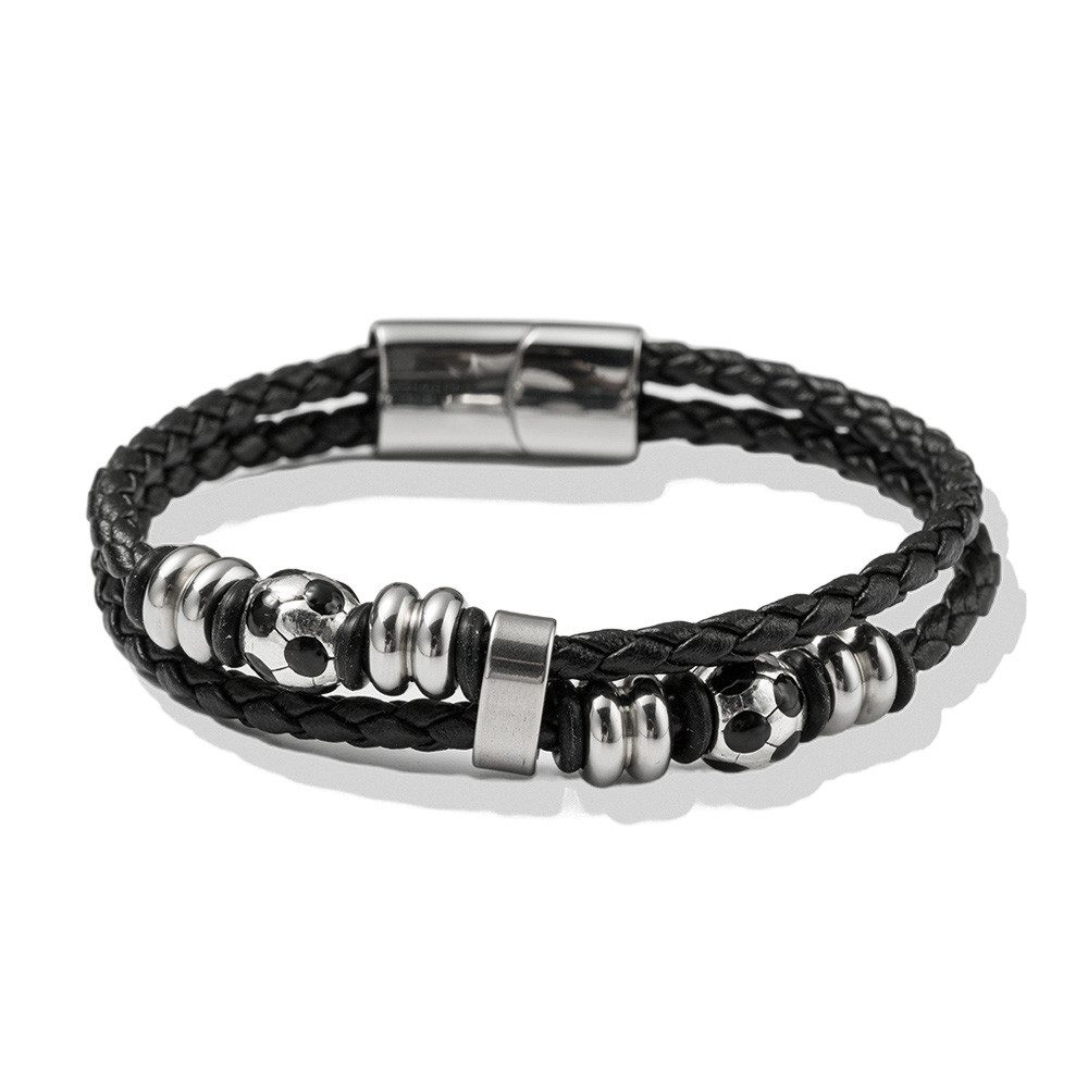 Armband Schmuck Geschenk Edelstahl Leder Armschmuck Armkette Fußball