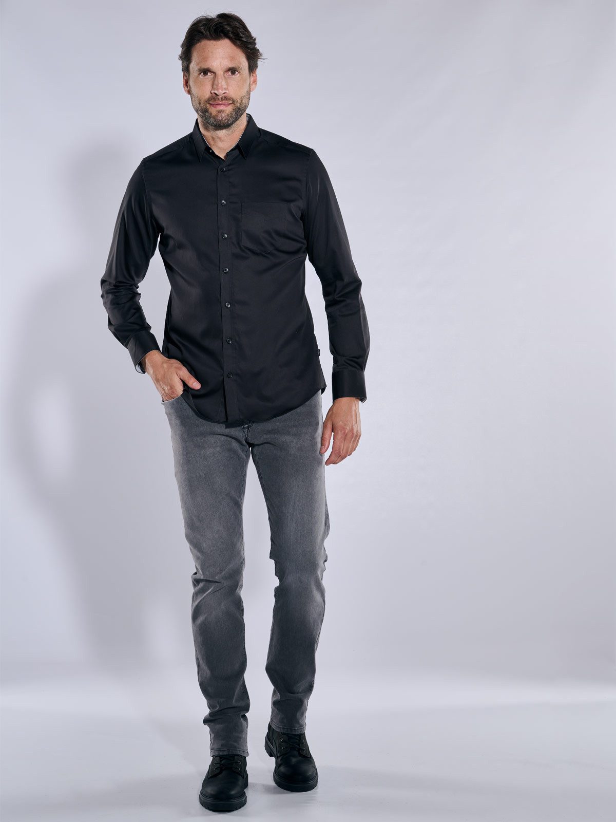 Engbers Langarmhemd Herren Langarm-Hemd "My Favorite", Schwarz