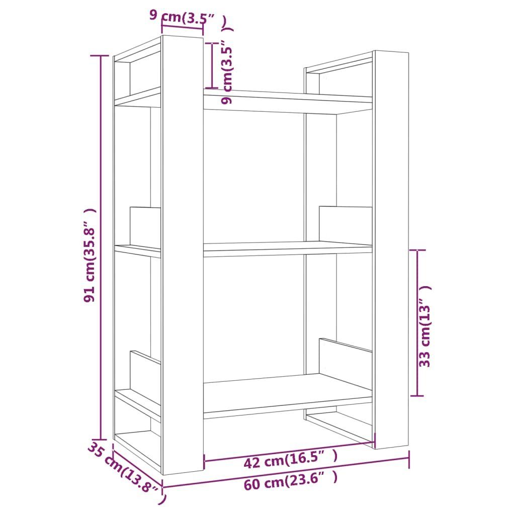 cm Kiefer BücherregalRaumteiler Weiß Regal 60x35x91 vidaXL Massivholz