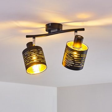 hofstein Deckenleuchte »Vigone« Deckenlampe aus Metall/Kunststoff in Schwarz/Gold, ohne Leuchtmittel, E14, Spot, Gitter-Optik u. Lichteffekt an der Decke