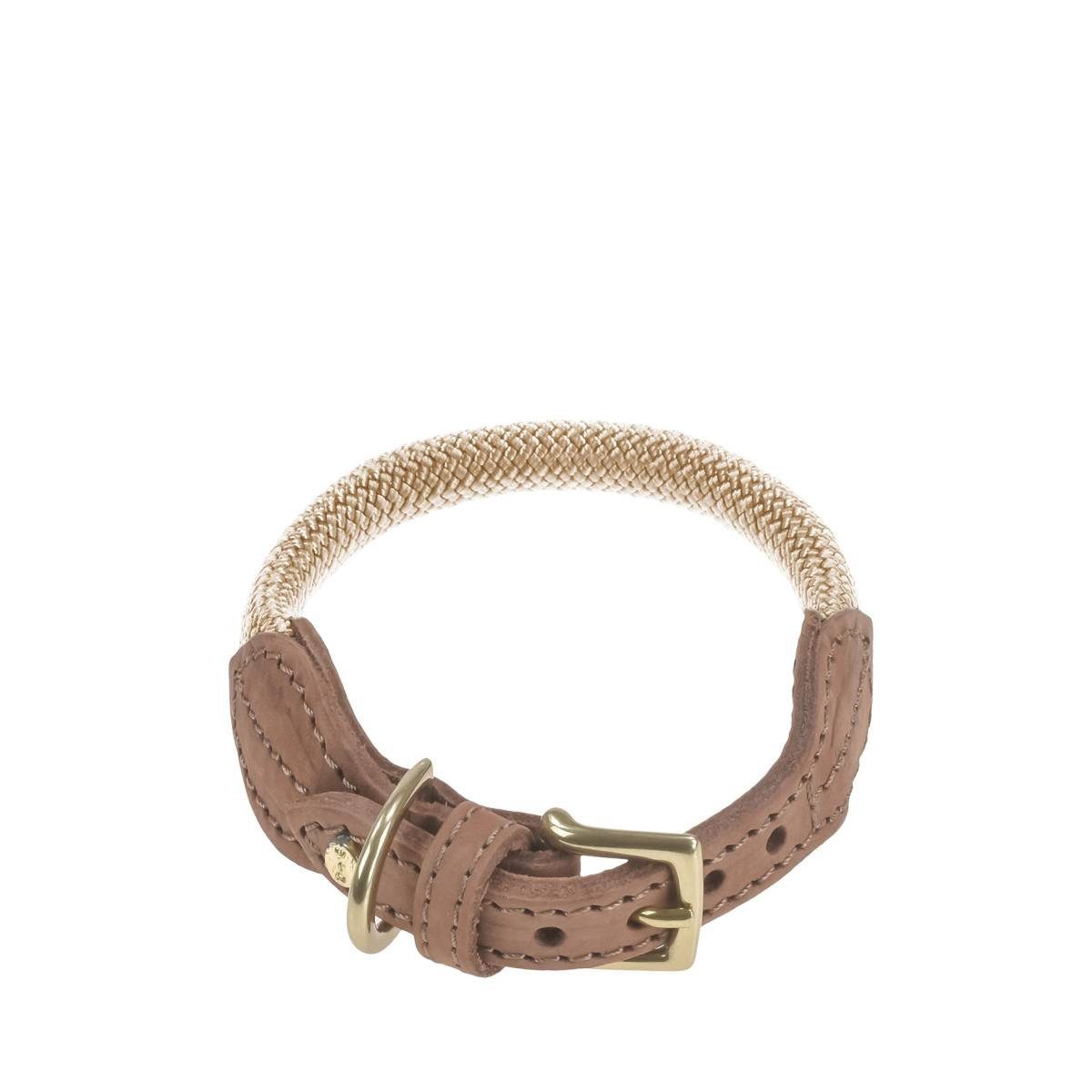 Denjo Dogs Hunde-Halsband Torekov, Leder und Nylon, Halsband, fellschonende Messingschnalle, Leder, Nylon, Premium