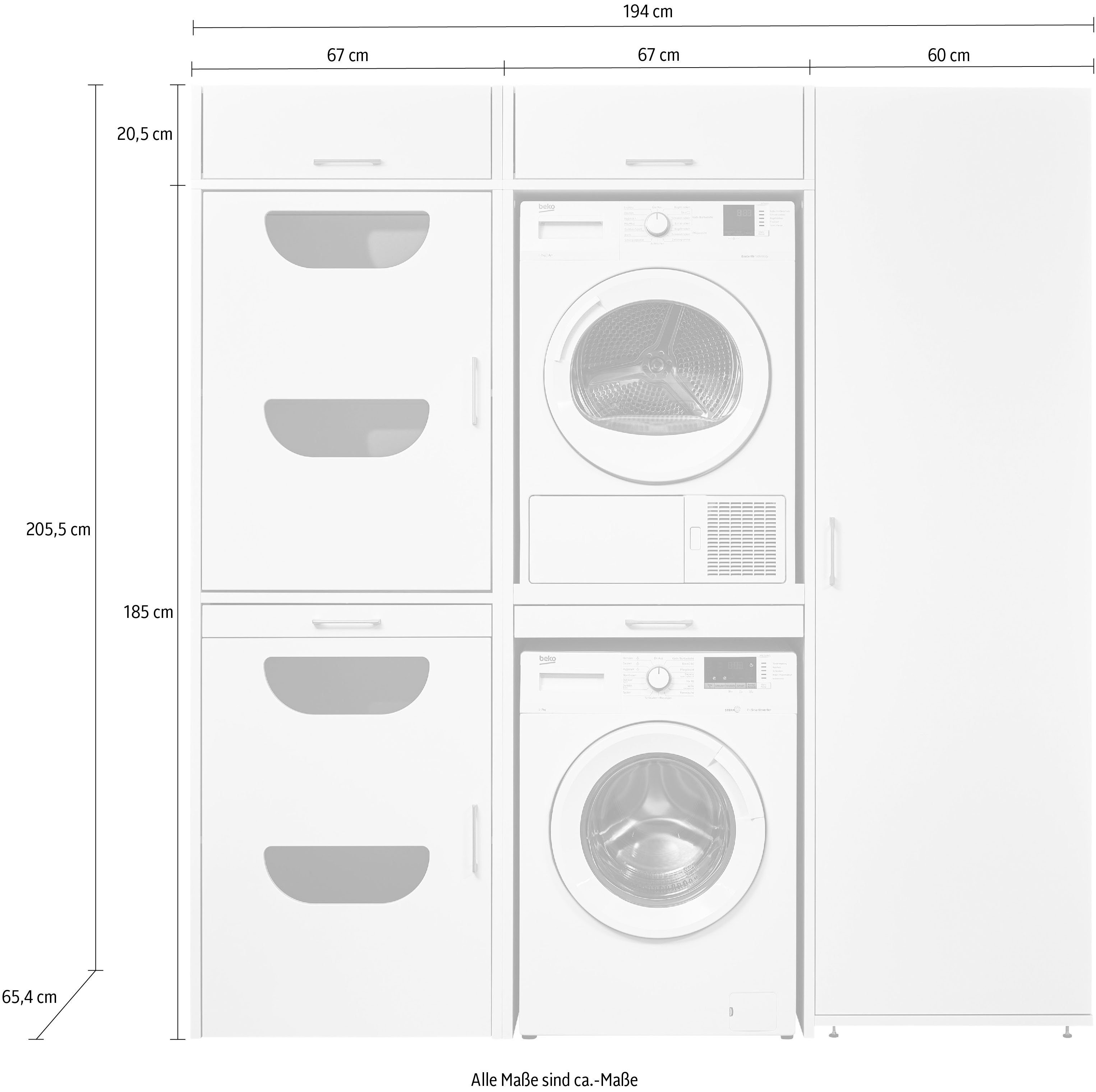 (7-St) weiß WASHTOWER 7, Schrank-Set