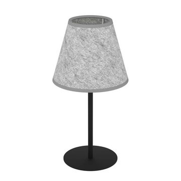 EGLO Tischleuchte ALSAGER, ohne Leuchtmittel, Tischlampe, Japandi, Metall in Schwarz und Filz in Grau, E27 Fassung