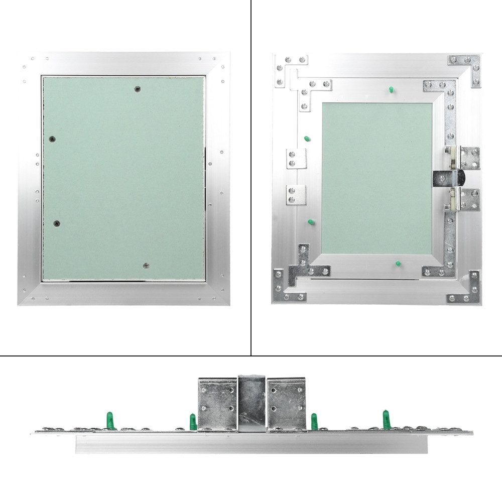 ECD Germany Revisionsklappe Revisionstür aus Gipskarton mit Alu Rahmen Wartungsklappe, Reinigungsklappe 200x250mm Aluminium/Grün Wand/Decke integrierbar