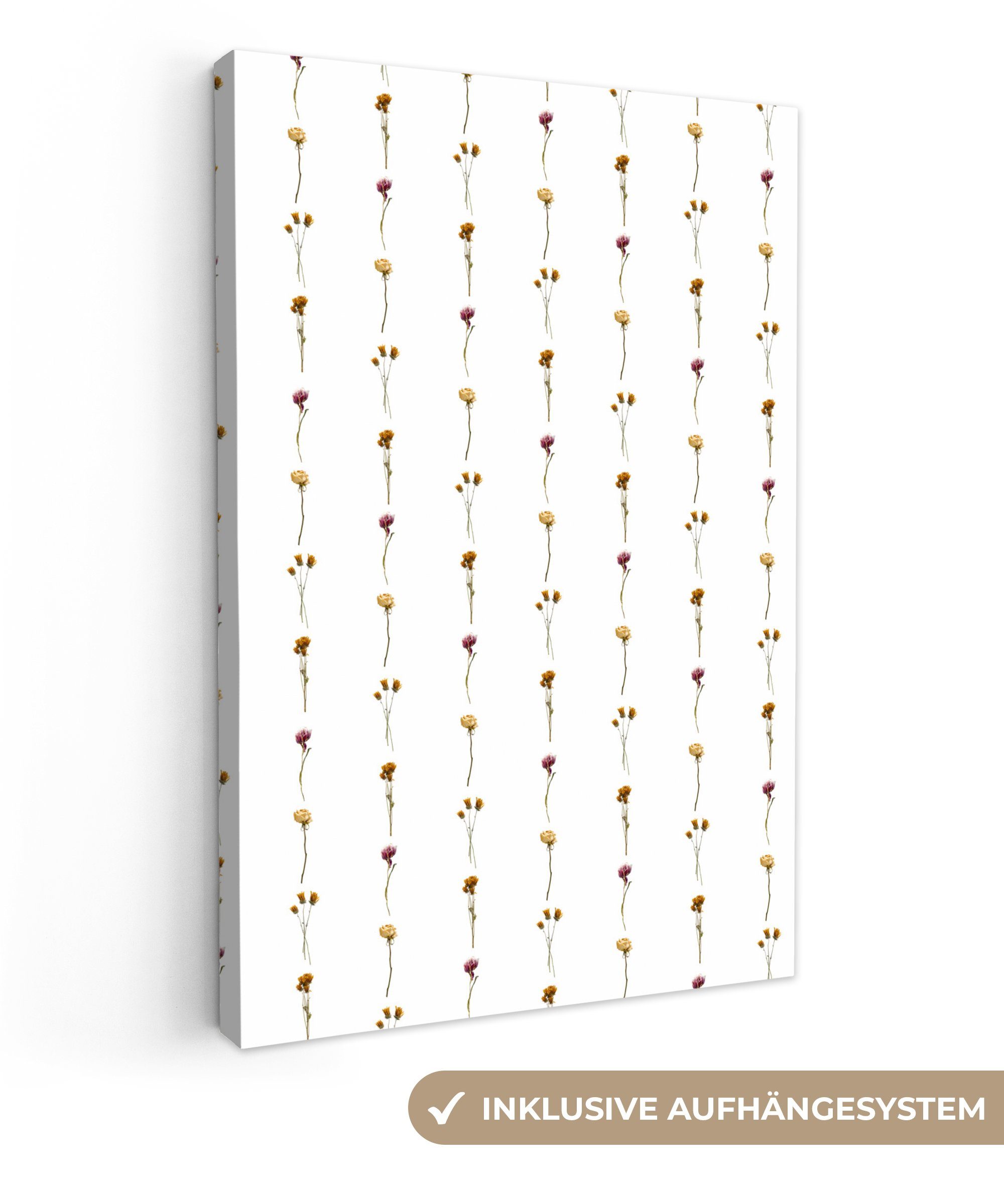 OneMillionCanvasses® Leinwandbild Blumen - Pastell - Muster, (1 St), Leinwandbild fertig bespannt inkl. Zackenaufhänger, Gemälde, 20x30 cm