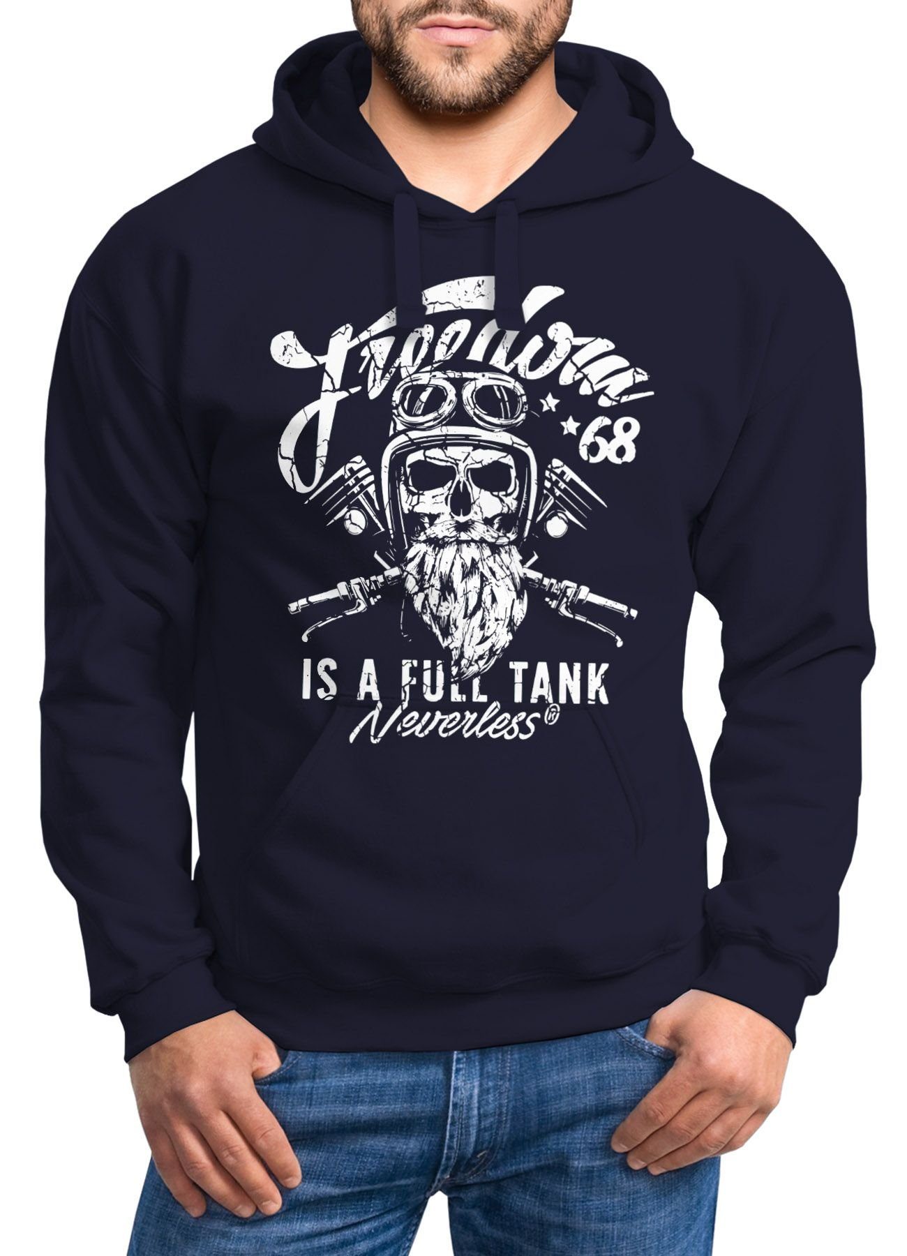 Neverless Hoodie Herren Long-Sleeve Biker Motorrad Motiv Freedom is a full günstig online kaufen