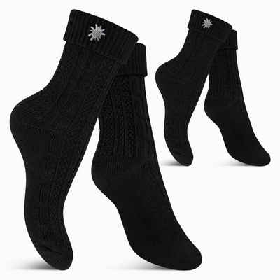 celodoro Trachtensocken Trachten Socken (2 Paar) mit Edelweiß-Pin für Damen & Herren