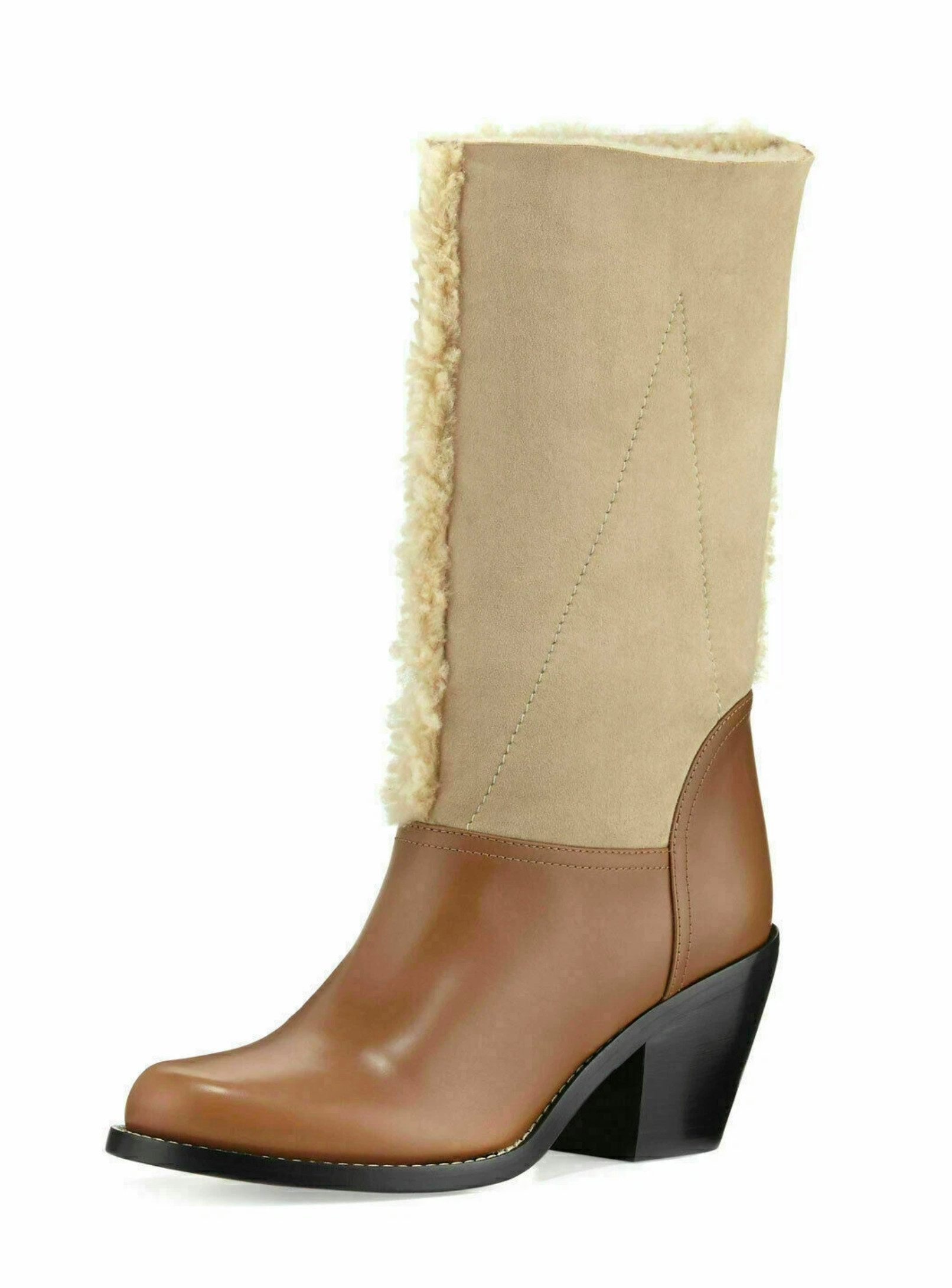 Chloé Kurtis Fold-Over Lammfell Stiefel zum Umklappen Winterboots Zweifach tragbar: hoher Schaft oder umgeschlagen
