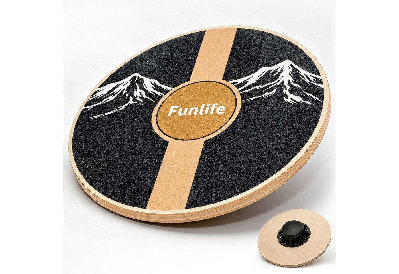FunLife Balanceboard TERRA BERG & CLASSIC Design-Edition, rund, Premium-Birkenholz, 360°-Training, bis 100 kg