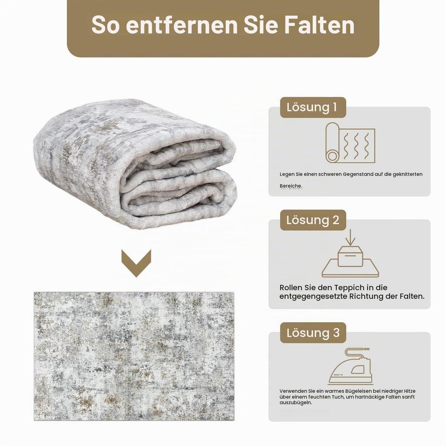 LuxusKollektion Designteppich Abstrakter Teppich 120x180 Braun, rechteckig, Höhe: 10 mm – Bild 5 von 5