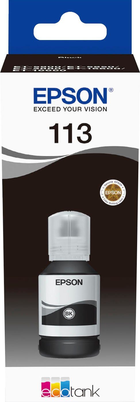 bottle Epson 113) Tintenglas 113 original (1-tlg., schwarz Pigment ink EcoTank Nachfülltinte