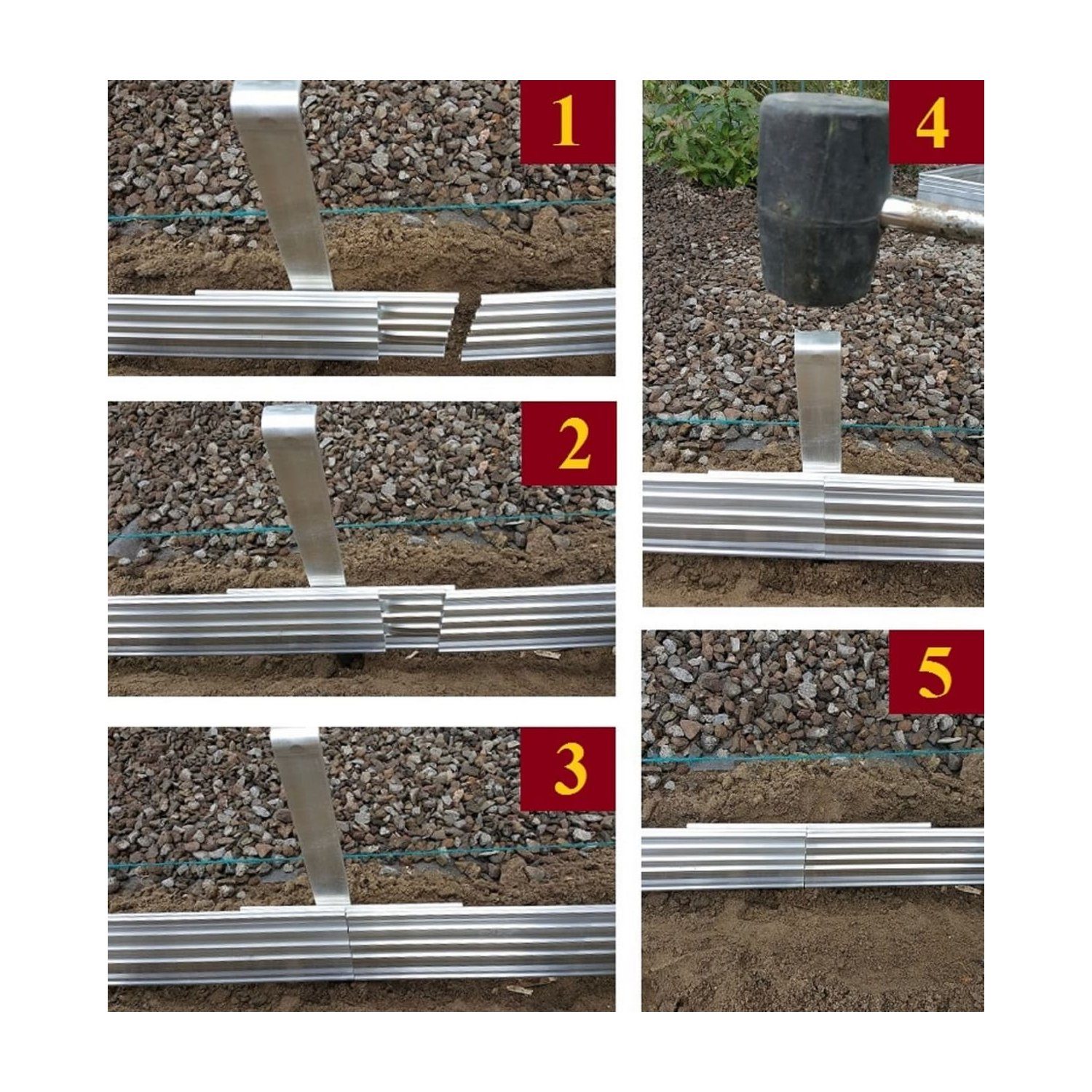 Green-split Rasenkante 5er Set Ultra Starke Alu Rasenkanten 14cm x 2m (10m lang)
