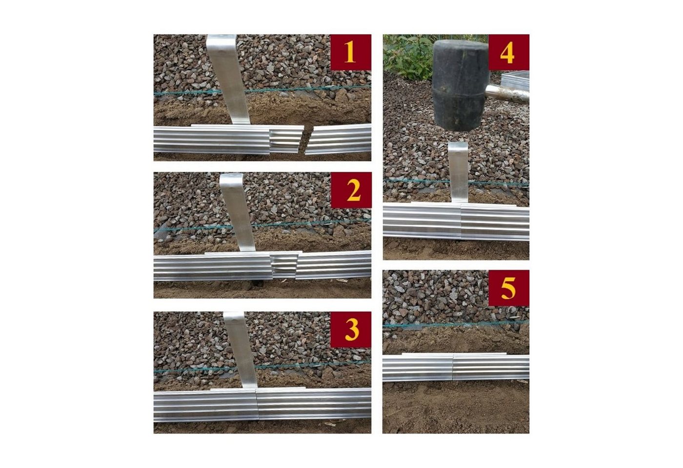 Thumbnail - Green-split Rasenkante 20er Set Ultra Starke Alu Rasenkanten 14cm x 1m (20m lang)