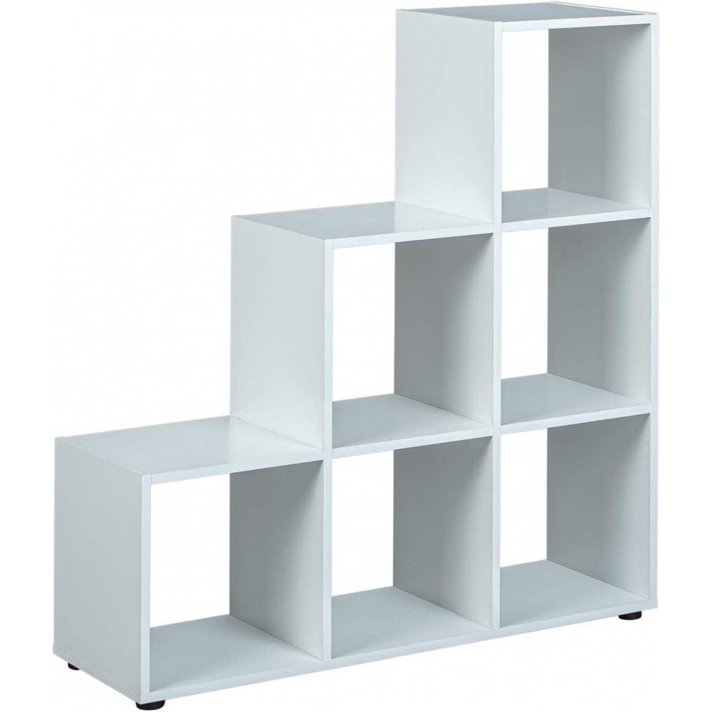 FMD Möbel Raumteilerregal Raumteiler Stufenregal Mega Weiß Bücherregal Regal 1