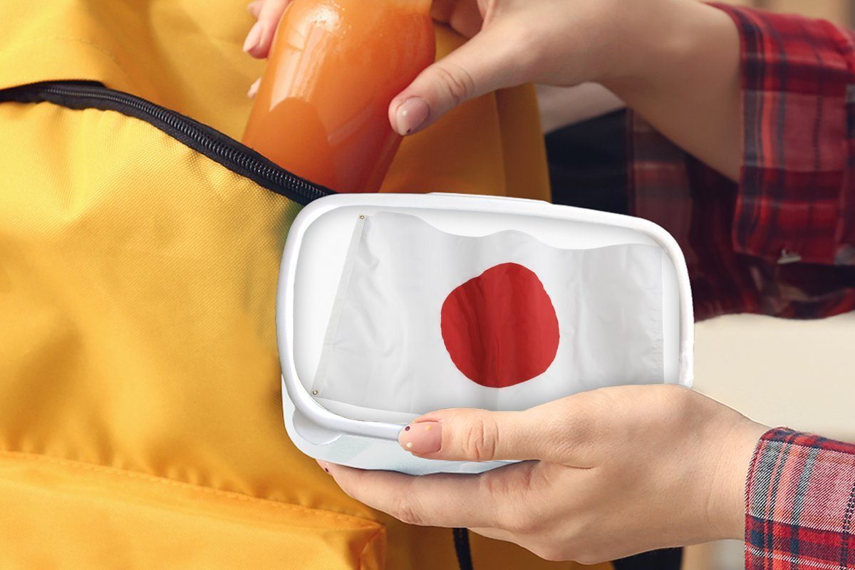 und Lunchbox Flagge und für Kinder Hintergrund, Brotbox von weißem Japan Die Erwachsene, MuchoWow auf Kunststoff, Brotdose, Jungs Mädchen für (2-tlg),
