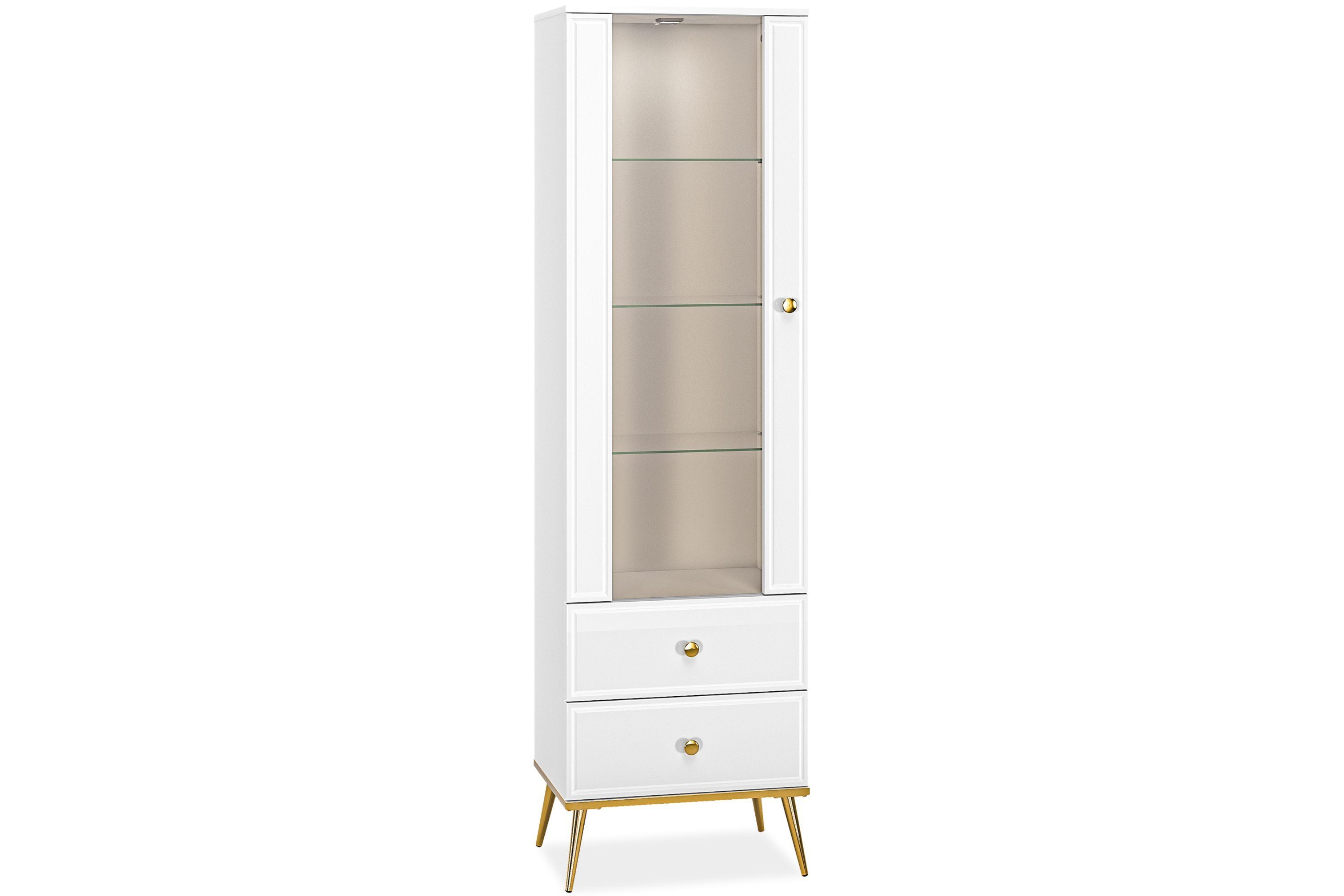 KONSIMO® Standvitrine ISORIA Vitrine hergestellt in der EU, Glaseinlegeböden, mit Beleuchtung