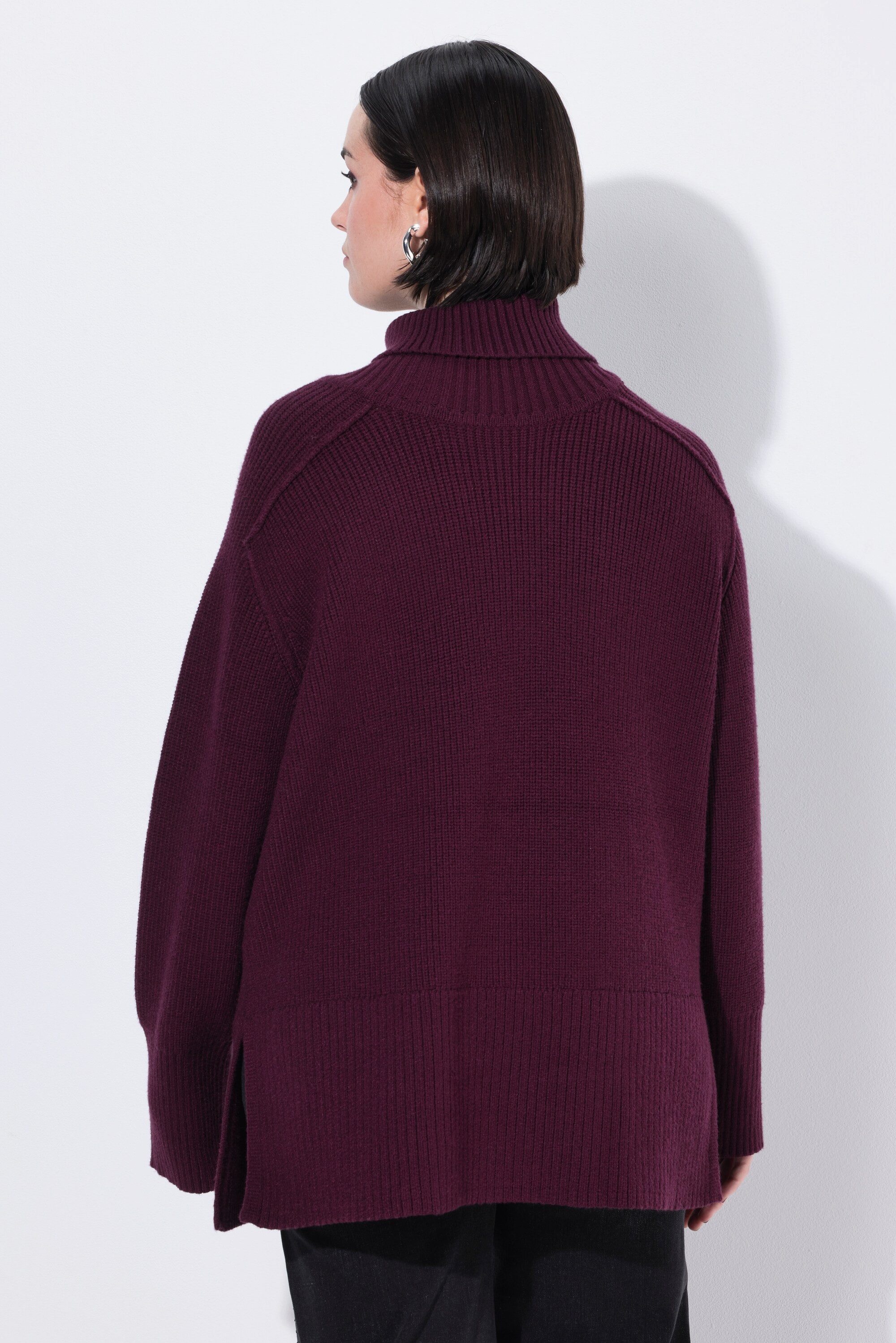Ulla Popken Rollkragenpullover Pullover Rippstrick Rollkragen Raglan-Langarm