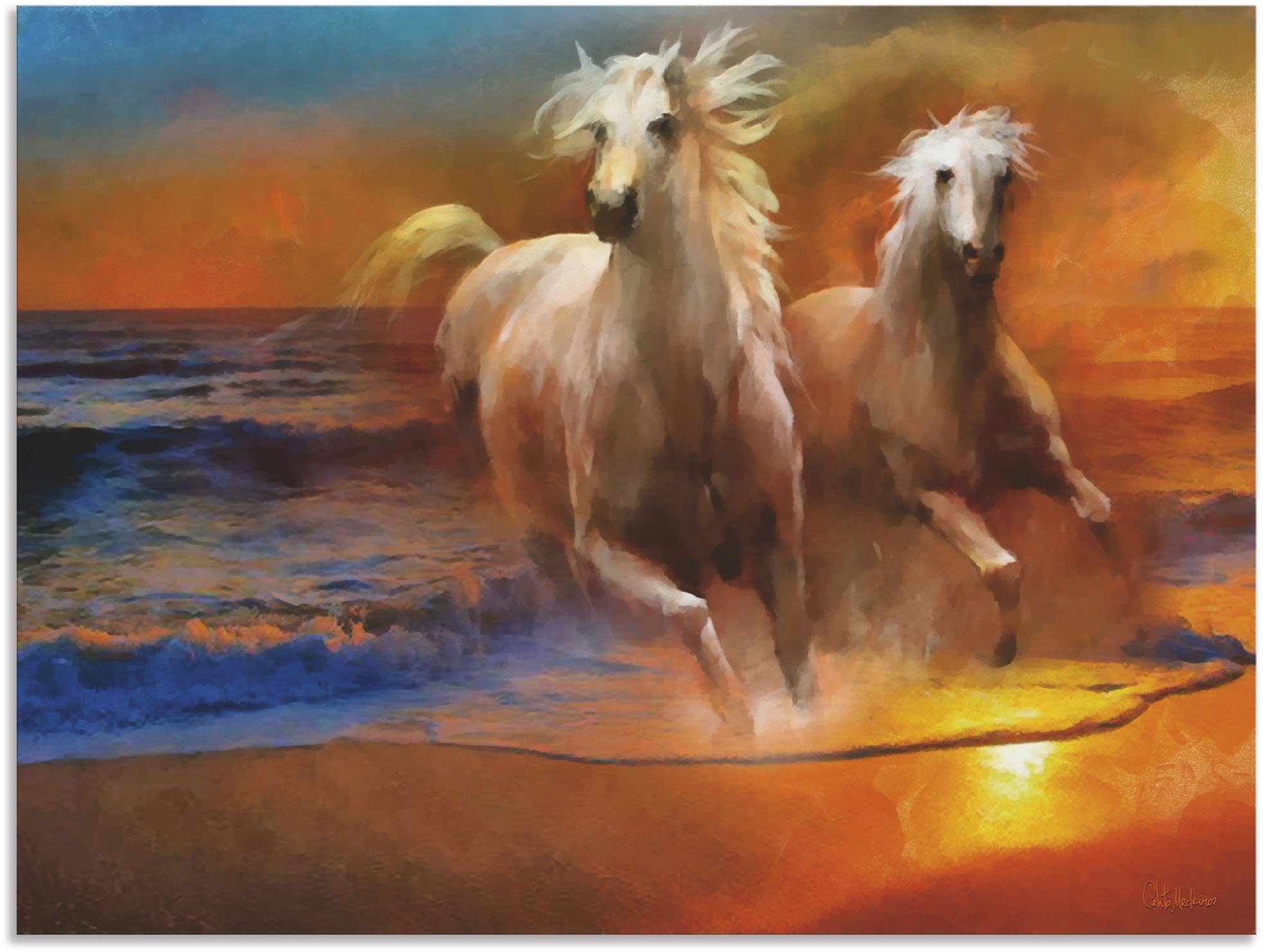 Artland Wandbild Rennende Pferde, Pferdebilder (1 St), als Alubild,  Leinwandbild, Wandaufkleber oder Poster in versch. Größen
