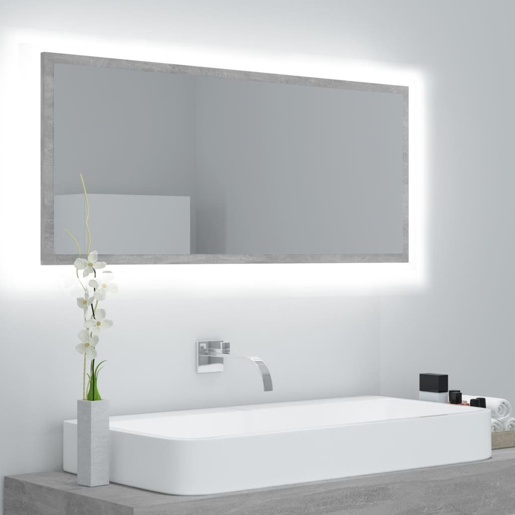 vidaXL Badezimmerspiegelschrank LED-Badspiegel Betongrau 100x8,5x37 cm Acryl (1-St)