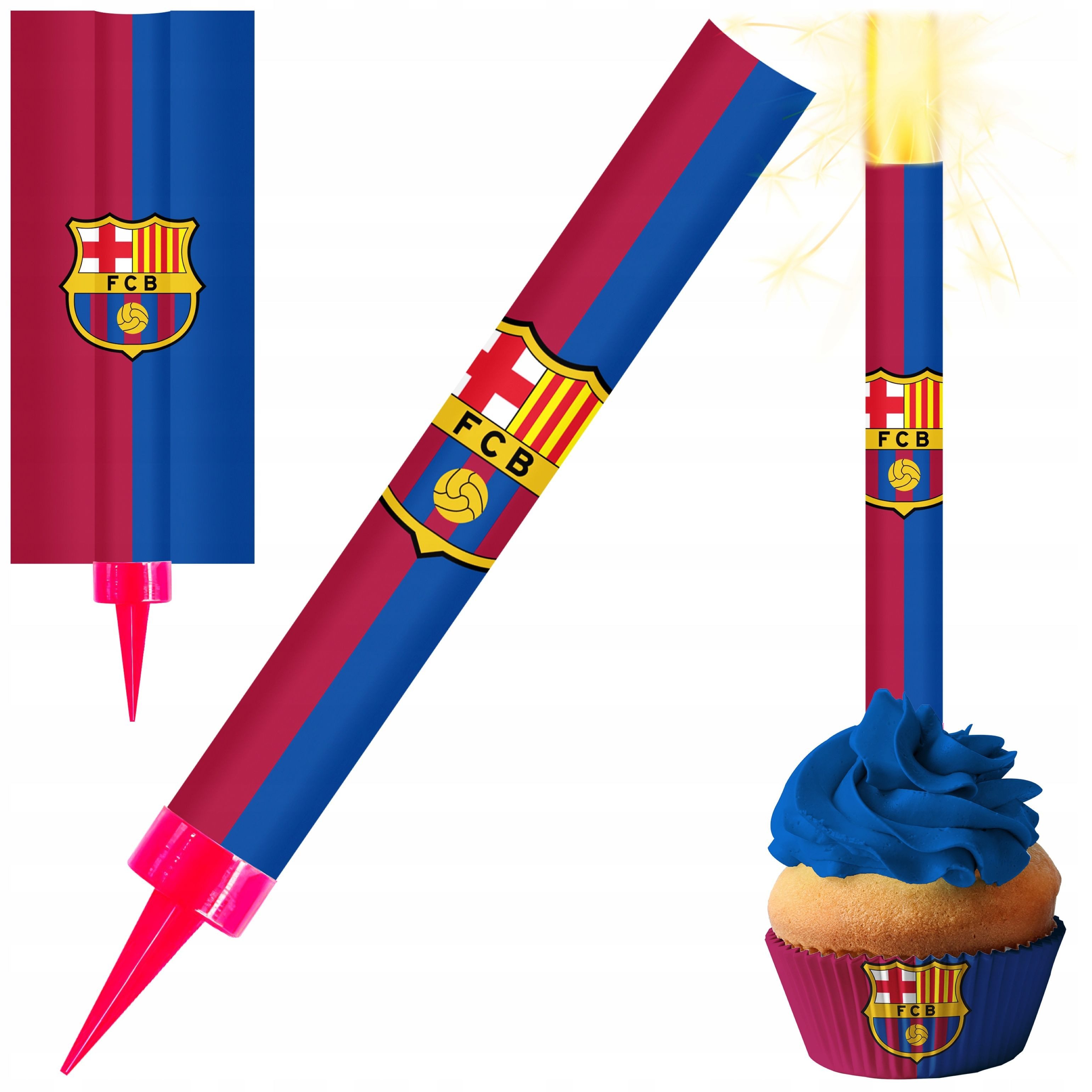 FC Barcelona Tortenstecker Tortenfontäne FC Barcelona 12cm – Party Kerze Feuerwerk Geburtstag, (1-tlg)