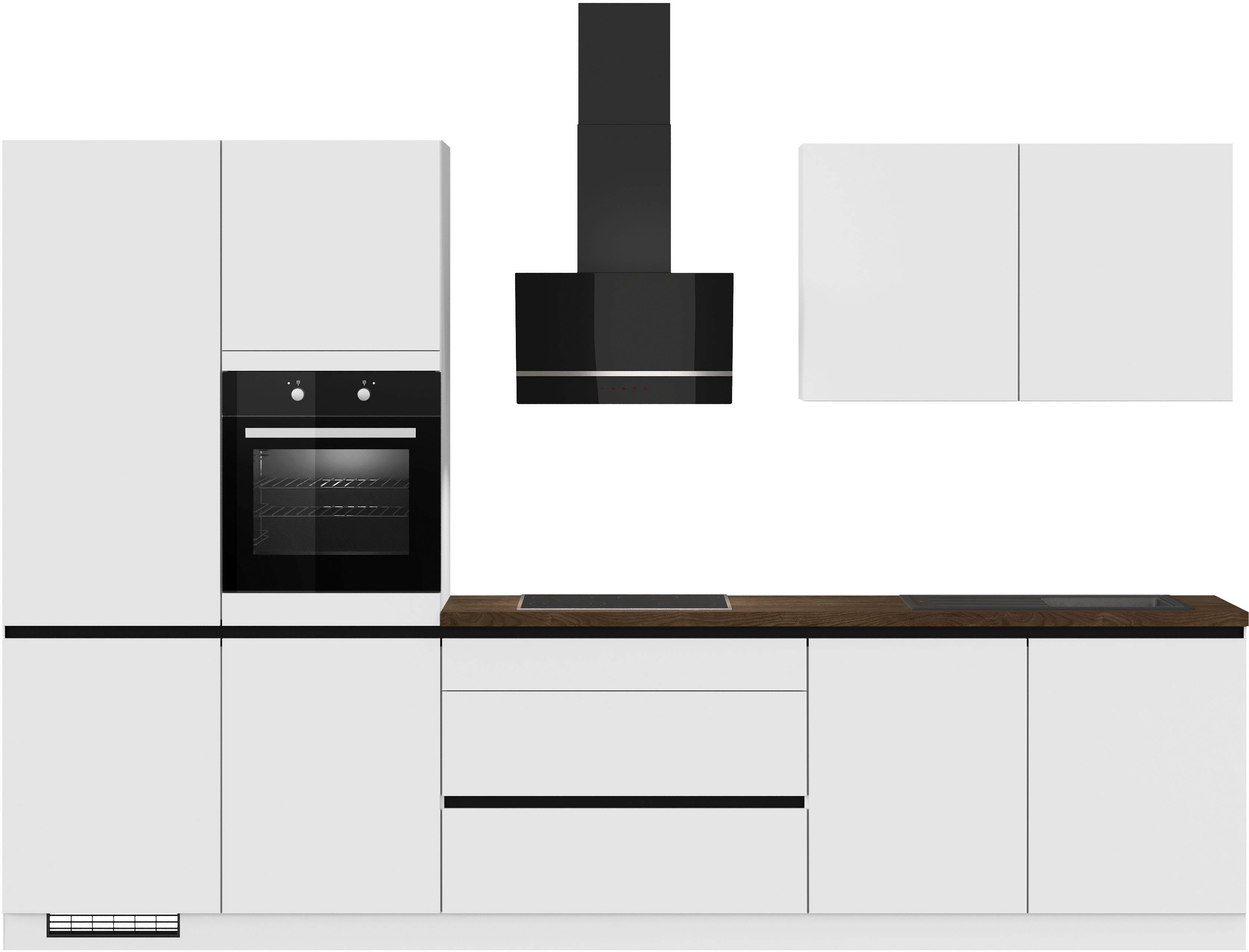 wahlweise Vollauszug, mit cm mit Breite E-Geräten, Küche 340 IMPULS "Dublin", KÜCHEN vormontiert, Weiß