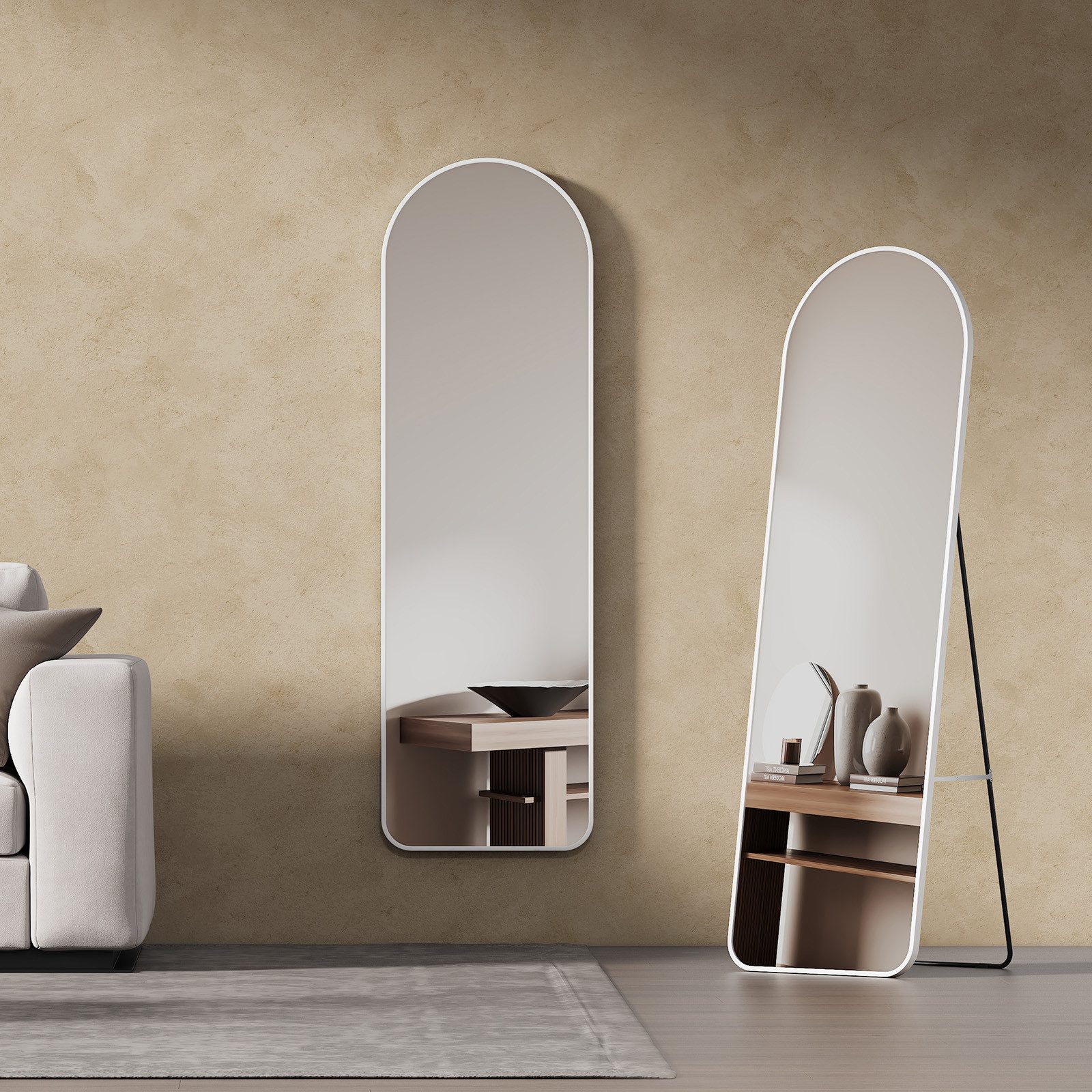EMKE Standspiegel Bogen Standspiegel Ganzkörperspiegel mit Rahmen aus Alumi günstig online kaufen