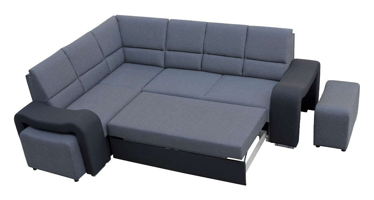 - Schlaffunktion, Hocker L-Form Rosa Wohnlandschaft Ecksofa Couch AKIWA, MÖBEL MKS 2 mit