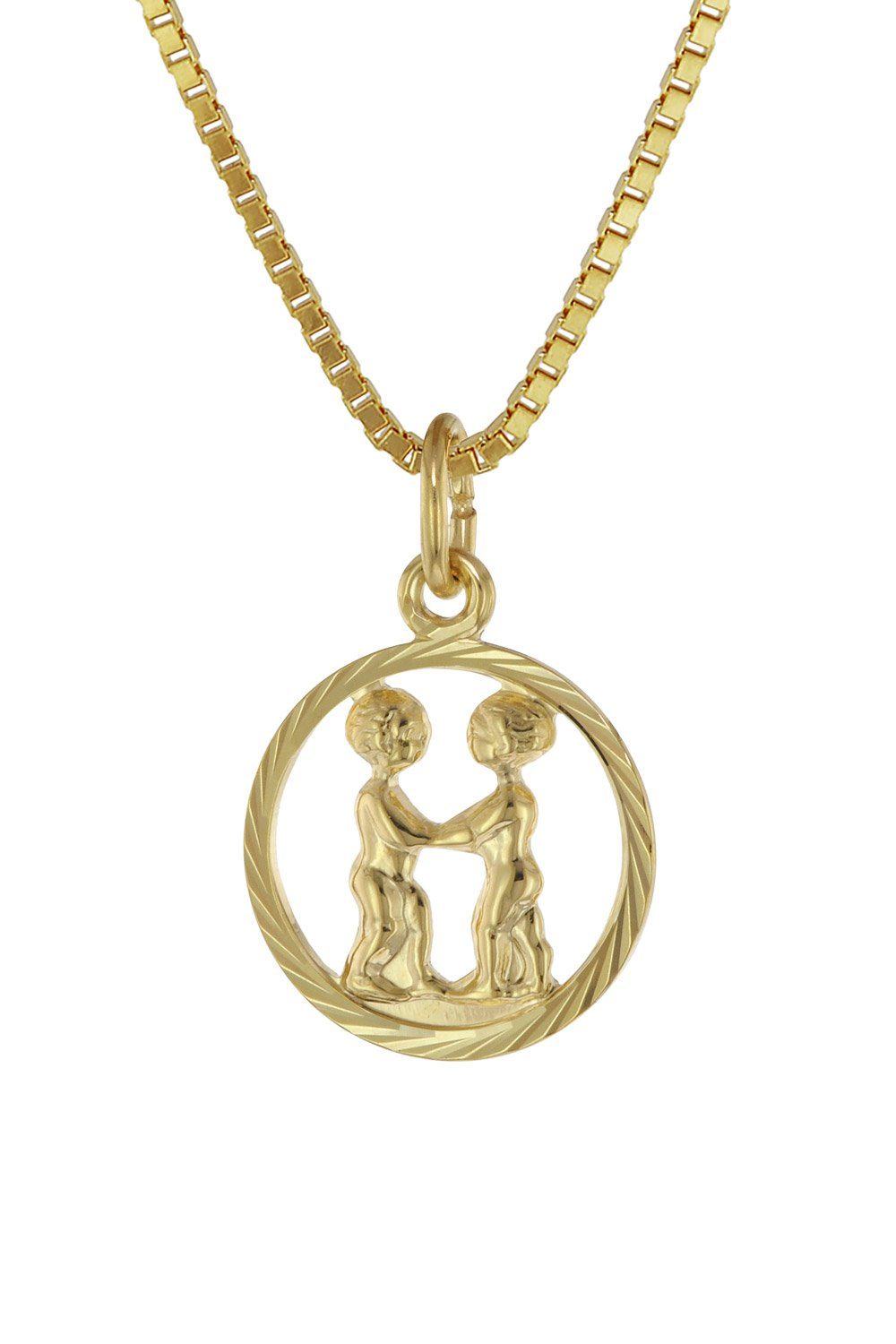 trendor Kette mit Anhänger Sternzeichen Zwilling 333 Gold + goldplattierte