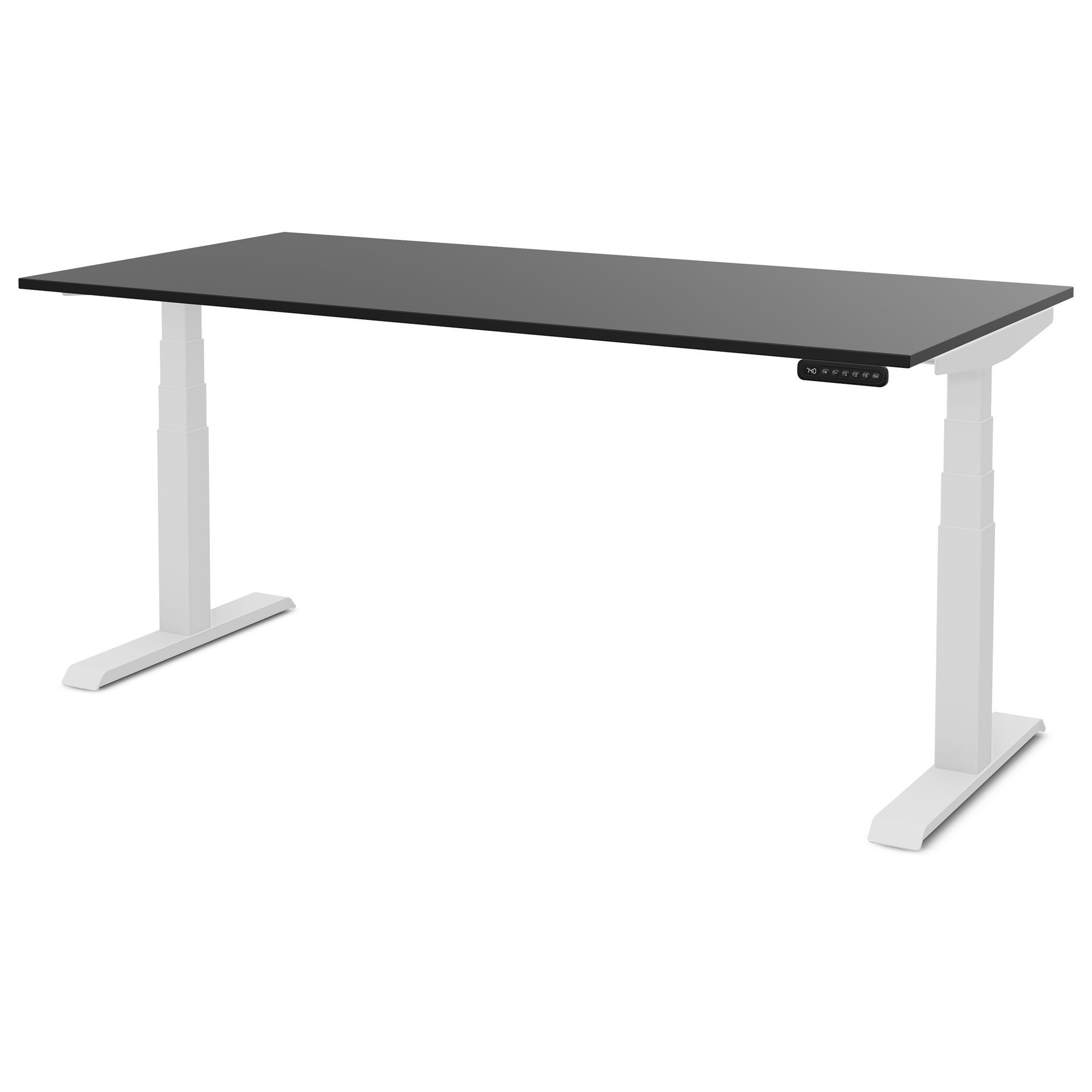 ASSMANN Büromöbel Schreibtisch PITINO (160x70cm Weiß Schwarz Kollisions-Schutz, Elektrisch höhenverstellbar, Familiengerecht, Verriegelungsfunktion 2-fach-Motorik Dreifachhub, einfache Montage, für Büro und Homeoffice), TÜV-zertifiziert, Blauer Engel, 5 Jahre Herstellergarantie