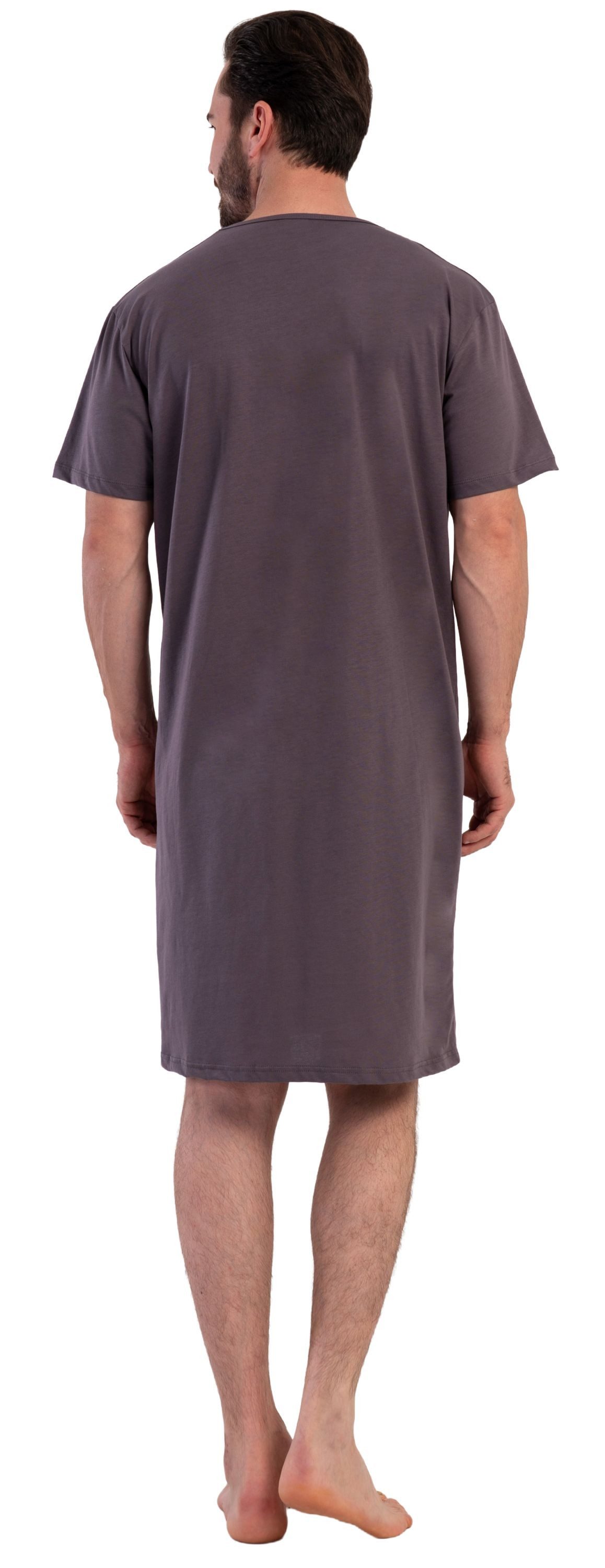 Vienetta Nachthemd Man (Packung, 1-tlg) Herren Schlafanzug Schlafshirt Nachthemd Kurzarm Baumwolle