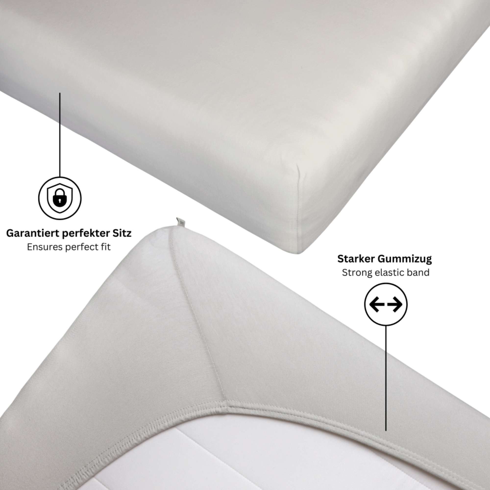 Esprit Spannbettlaken PREMIUM Spannbettlaken, Mischgewebe, Gummizug: rundum, (2 Stück), 100 x 200 cm - 2er Set in Grau – Bild 3 von 5