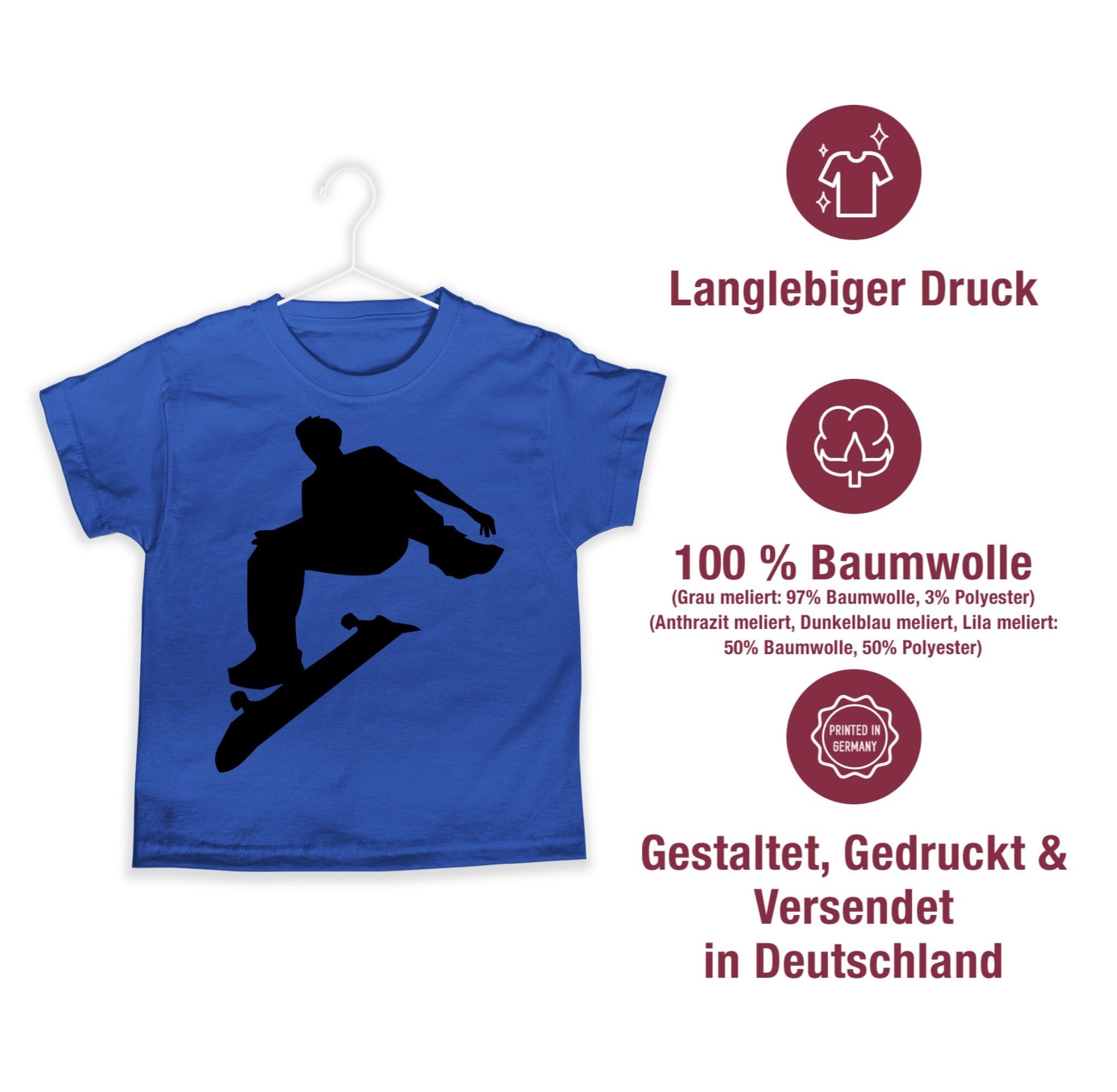 Kinder T-Shirt 2 Skater Shirtracer Kleidung Sport Royalblau