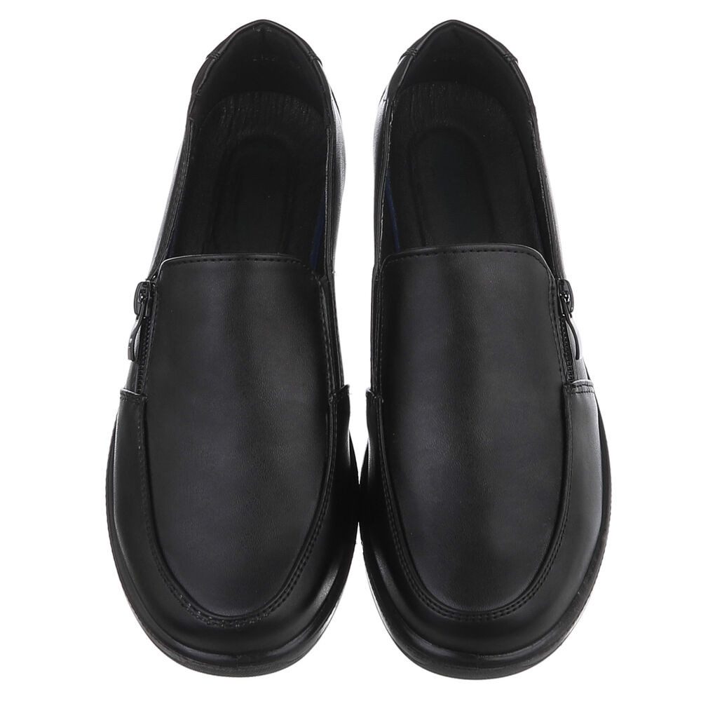 Ital-Design Damen Slipper mit Reißverschluss und Komfortsohle Mokassin (91783517) Blockabsatz Schnürer in Schwarz – Bild 4 von 5