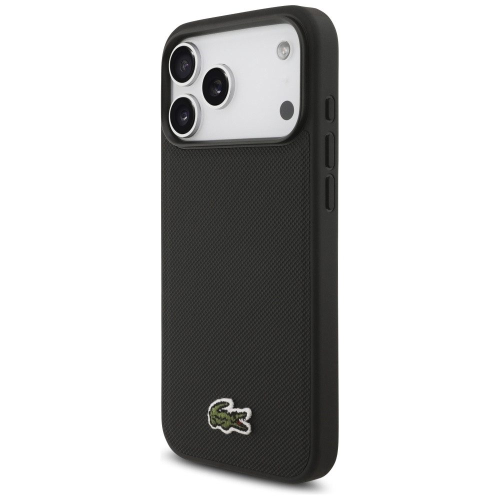 Lacoste Handyhülle iPhone 17 Pro Max Iconic Petit Pique schwarz Logo Krokodil Magsafe 6,9 Zoll, Kantenschutz