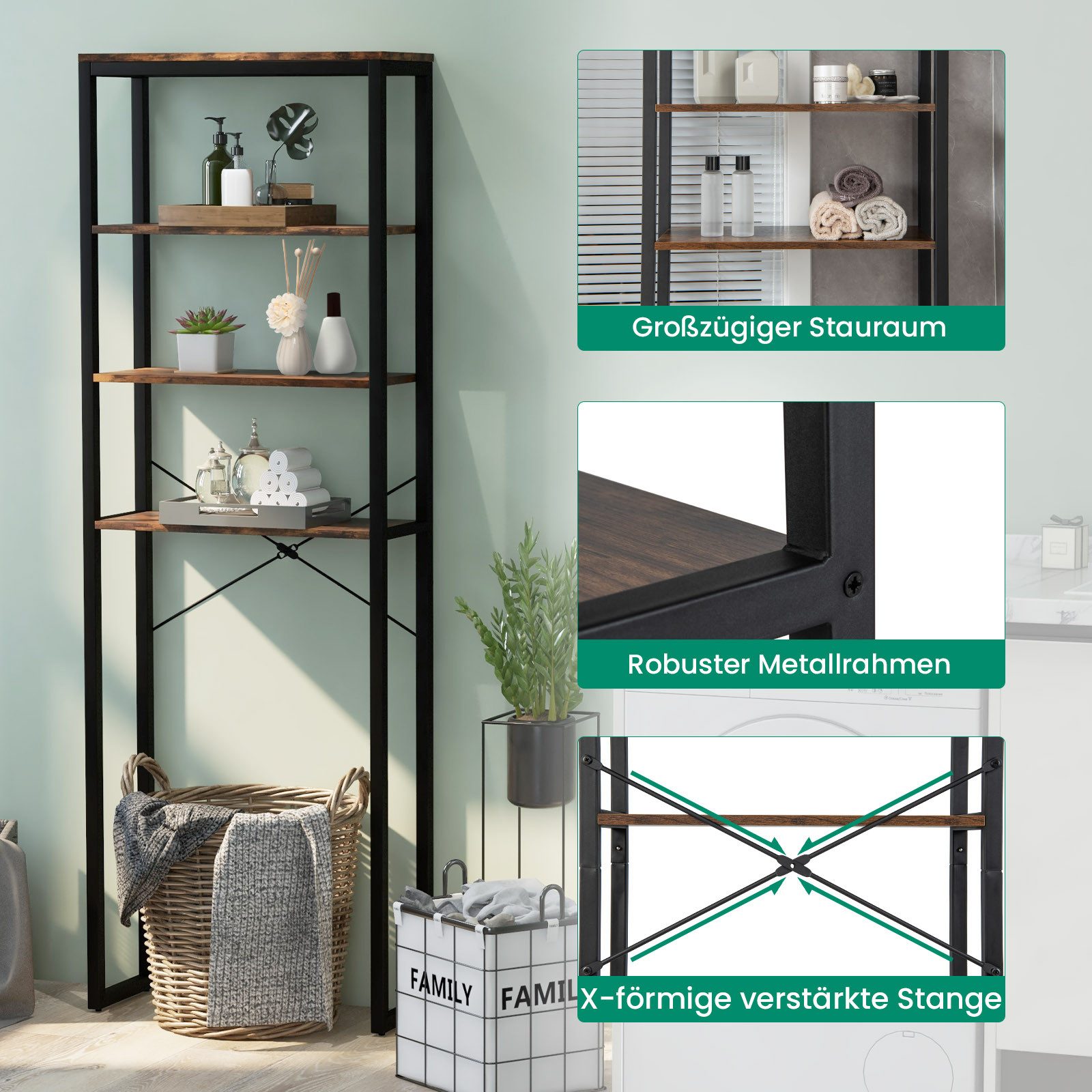 COSTWAY Badregal, mit 4 Ebene & günstig online kaufen