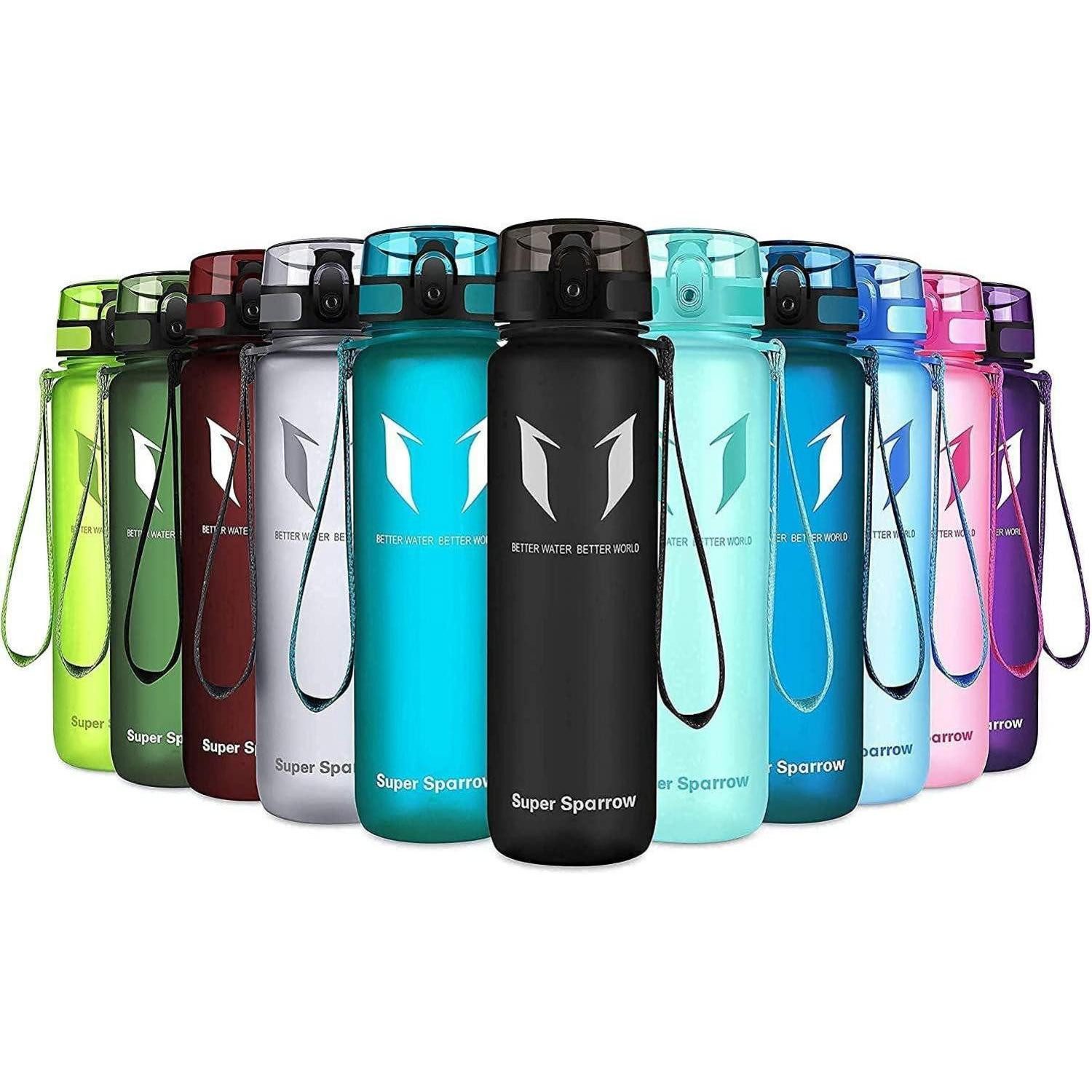 LuxusKollektion Trinkflasche Trinkflasche Tritan 500ml 750ml BPAfrei Sport Outdoor 1000 ml Schwarz